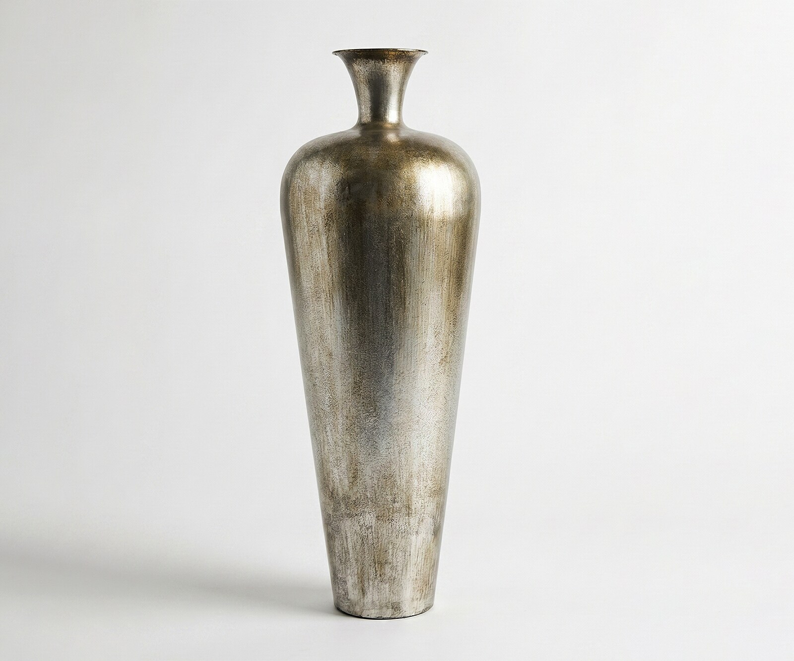 Vase Marvella B27 x T27 x H78 cm Metall Platin Aurum Handgemacht