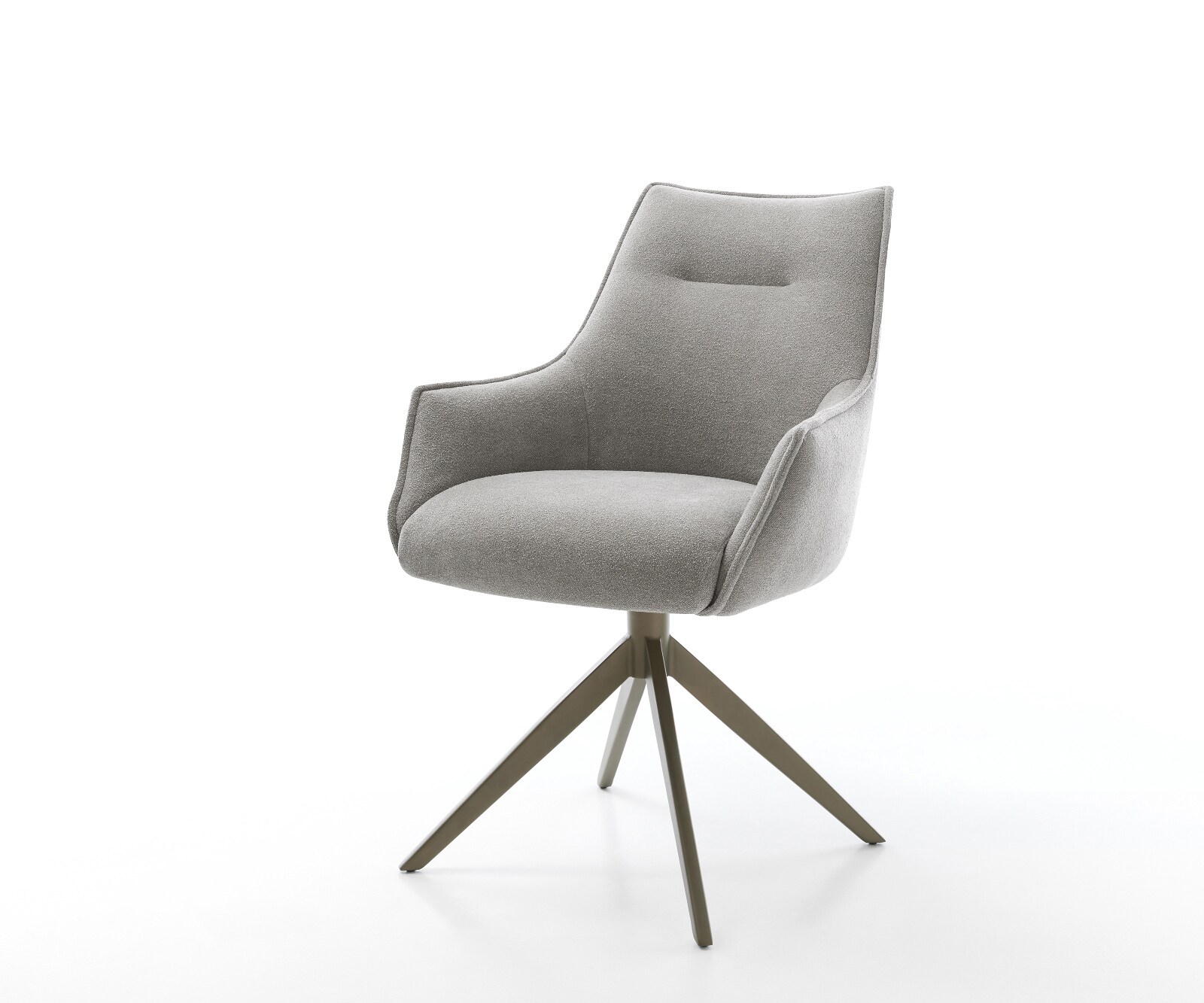 Drehstuhl Alja-Flex mit Armlehnen Strukturstoff Soft Grau Kreuzgestell breit Effektfinish Titan 360° drehbar Wippfunktion Taschenfederkern