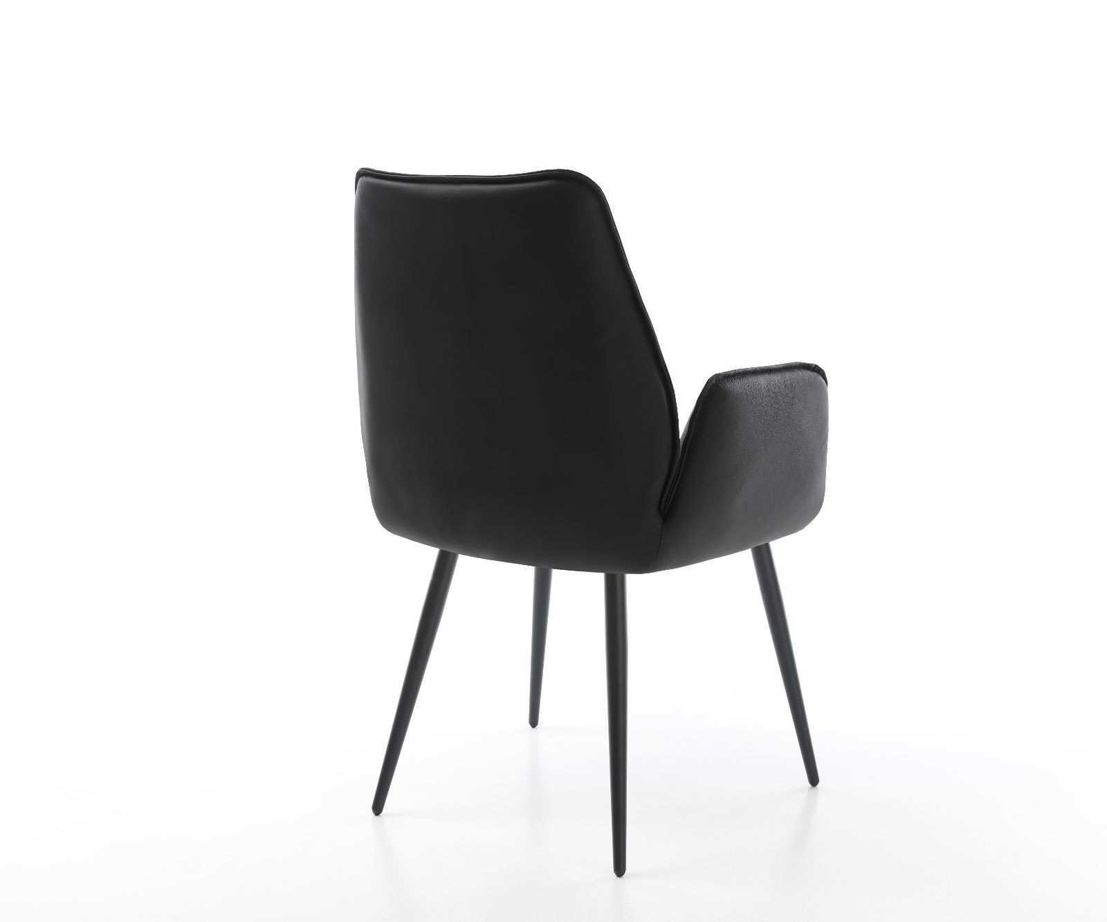 Chaise-de-salle-à-manger Zoa-Flex cuir de vache noir 4 pieds coniques noir ressorts ensachés 5