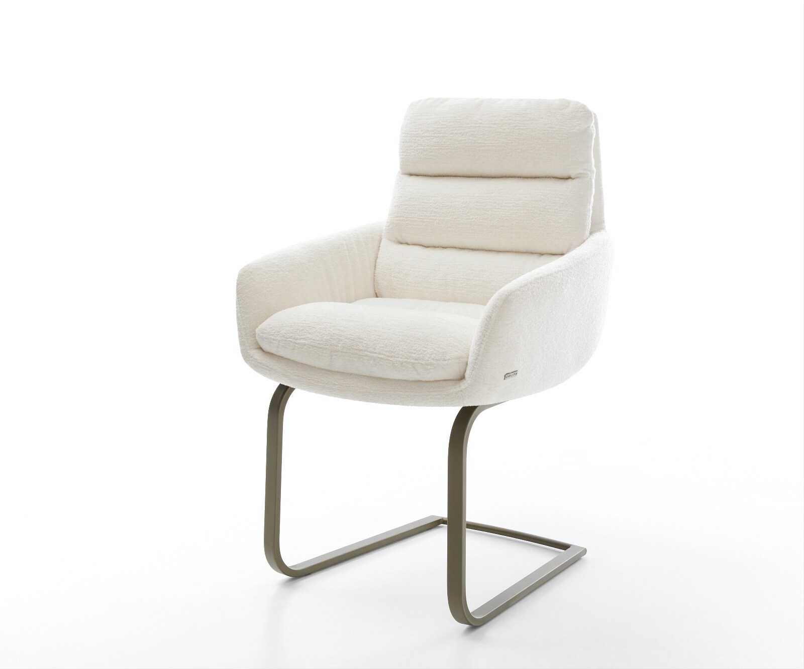 Freischwinger Abelia-Flex mit Armlehnen Bouclé Soft Beige Freischwinger flach Effektfinish Titan 1