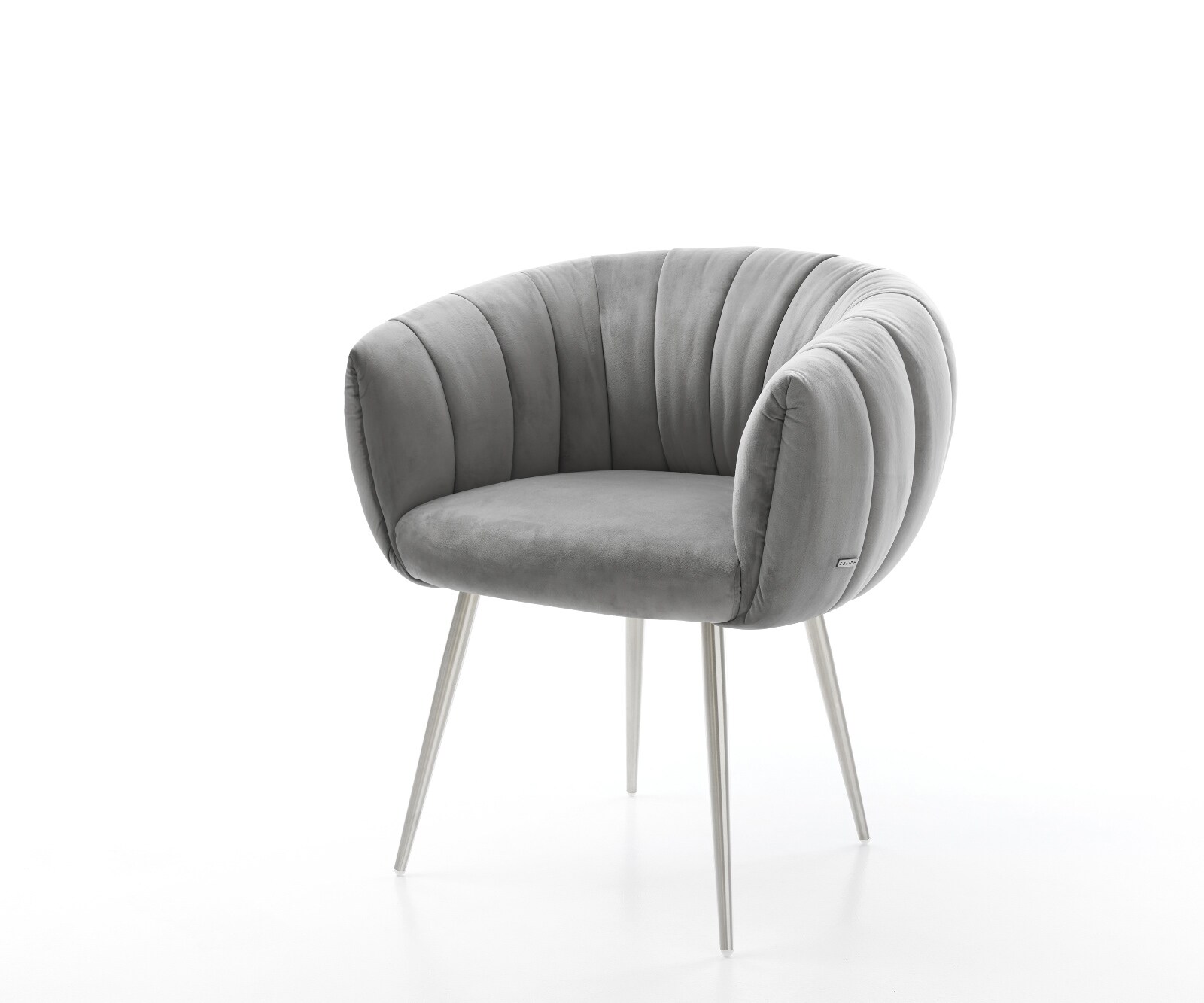 Esszimmerstuhl Jada-Flex Samt Grau 4-Fuß konisch Edelstahl Taschenfederkern