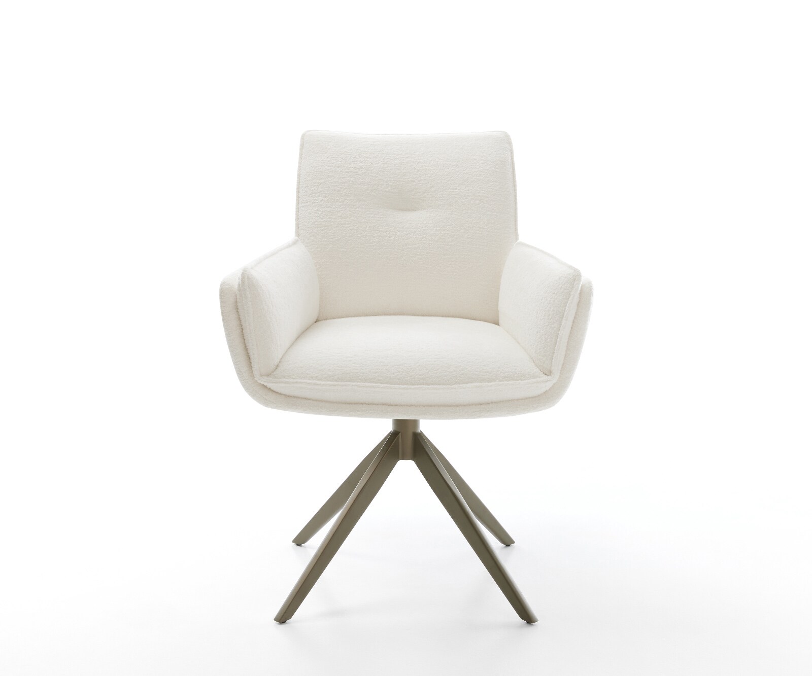 Drehstuhl Nela-Flex Bouclé Soft Beige Kreuzgestell breit Effektfinish Titan 360° drehbar Wippfunktion 1