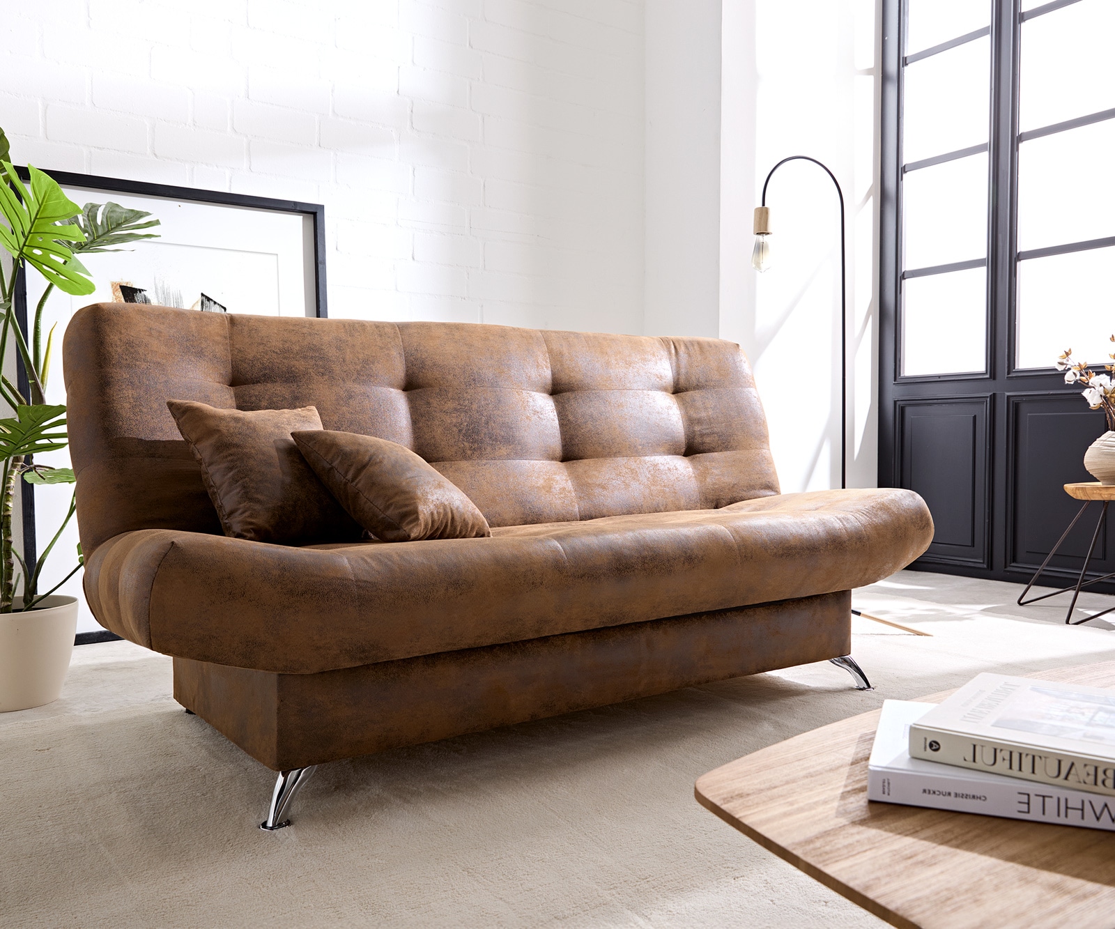 Bettsofa Viola Braun 190x90 cm mit Bettkasten Schlaffunktion Schlafsofa