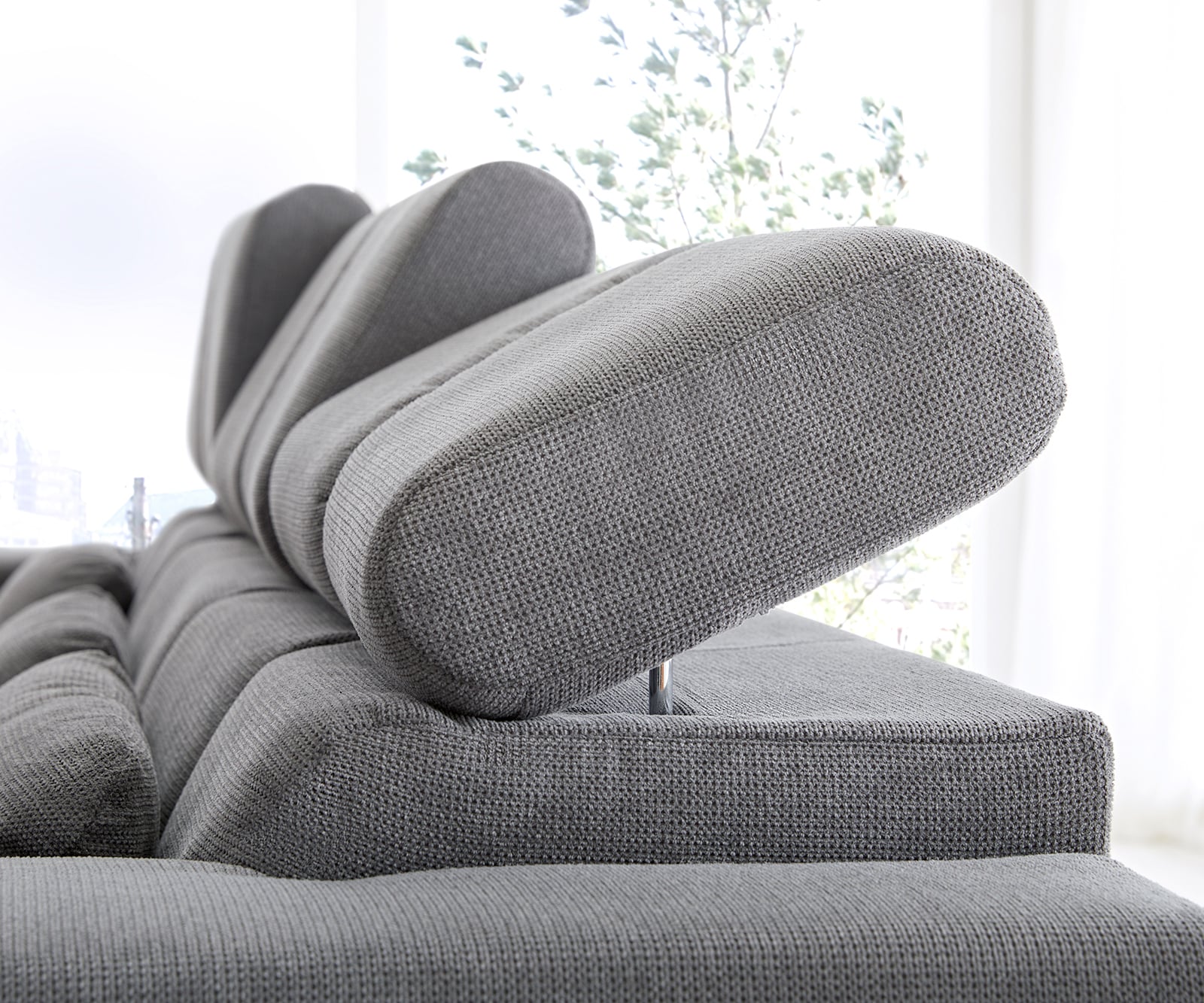 Ecksofa Ordino 285x200 Mikrofaser Grau Ottomane links elektrische Sitztiefenverstellung 7