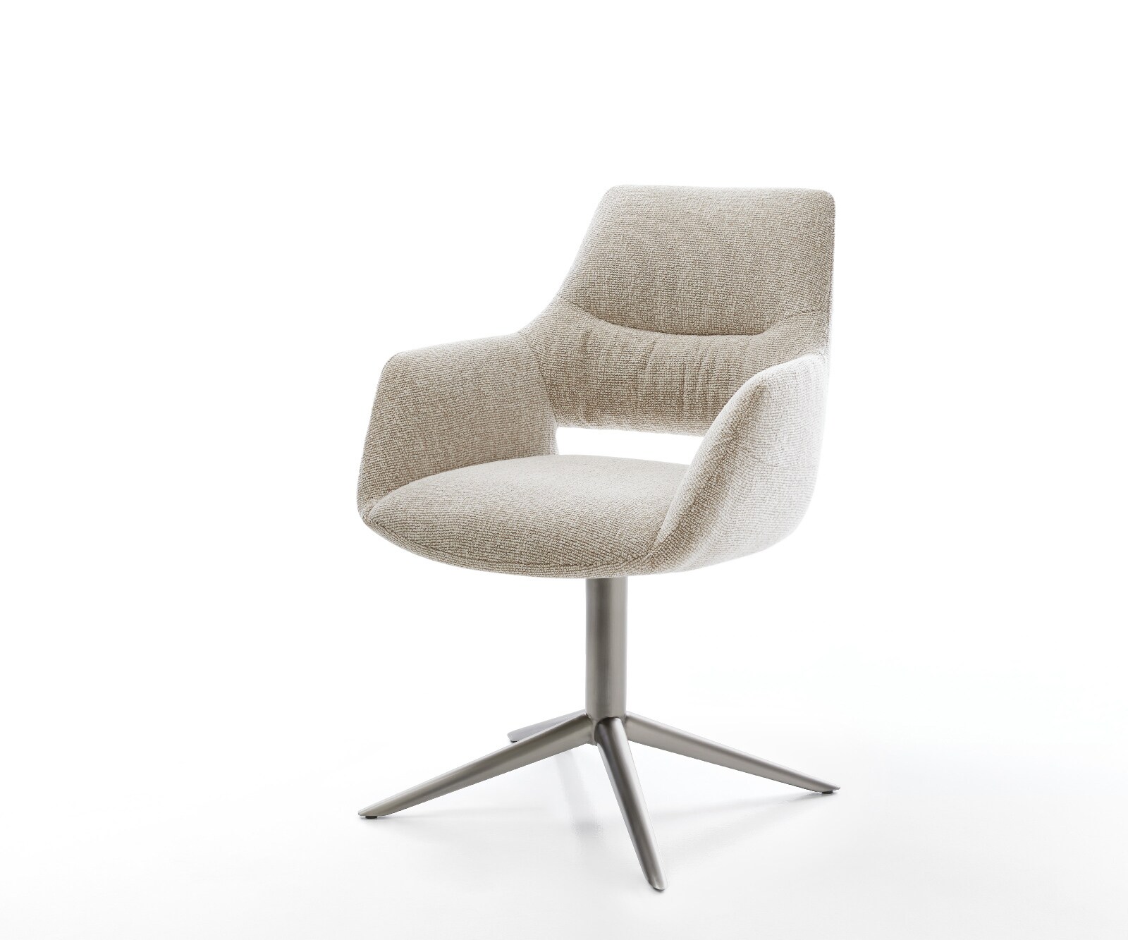 Chaise-pivotante Yago-Flex avec accoudoirs tissu tissé doux beige pied de chaise 4 branches grafiete pivotement sur 360° fonction bascule resorts ensachés 1