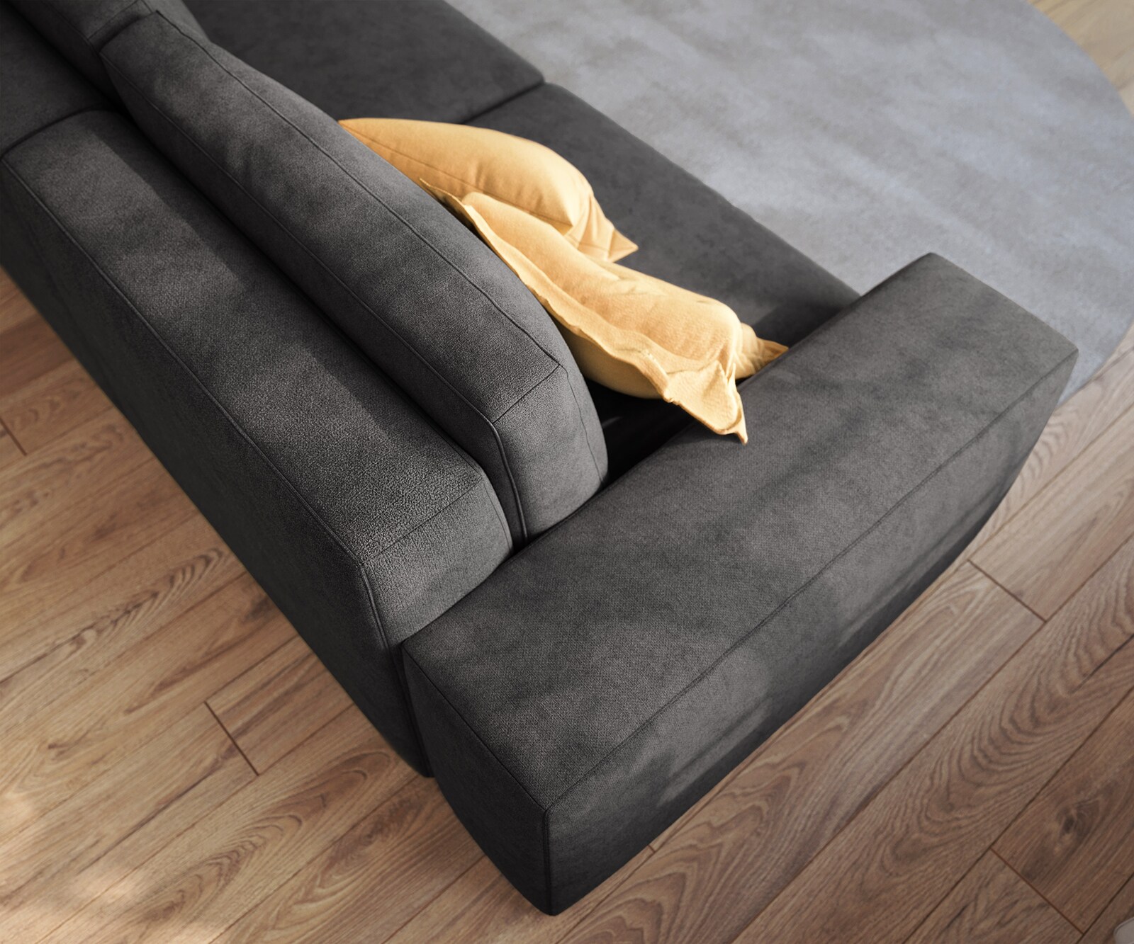 Big-Sofa Lanzo 230x95 cm Mikrofaser Schwarz 5