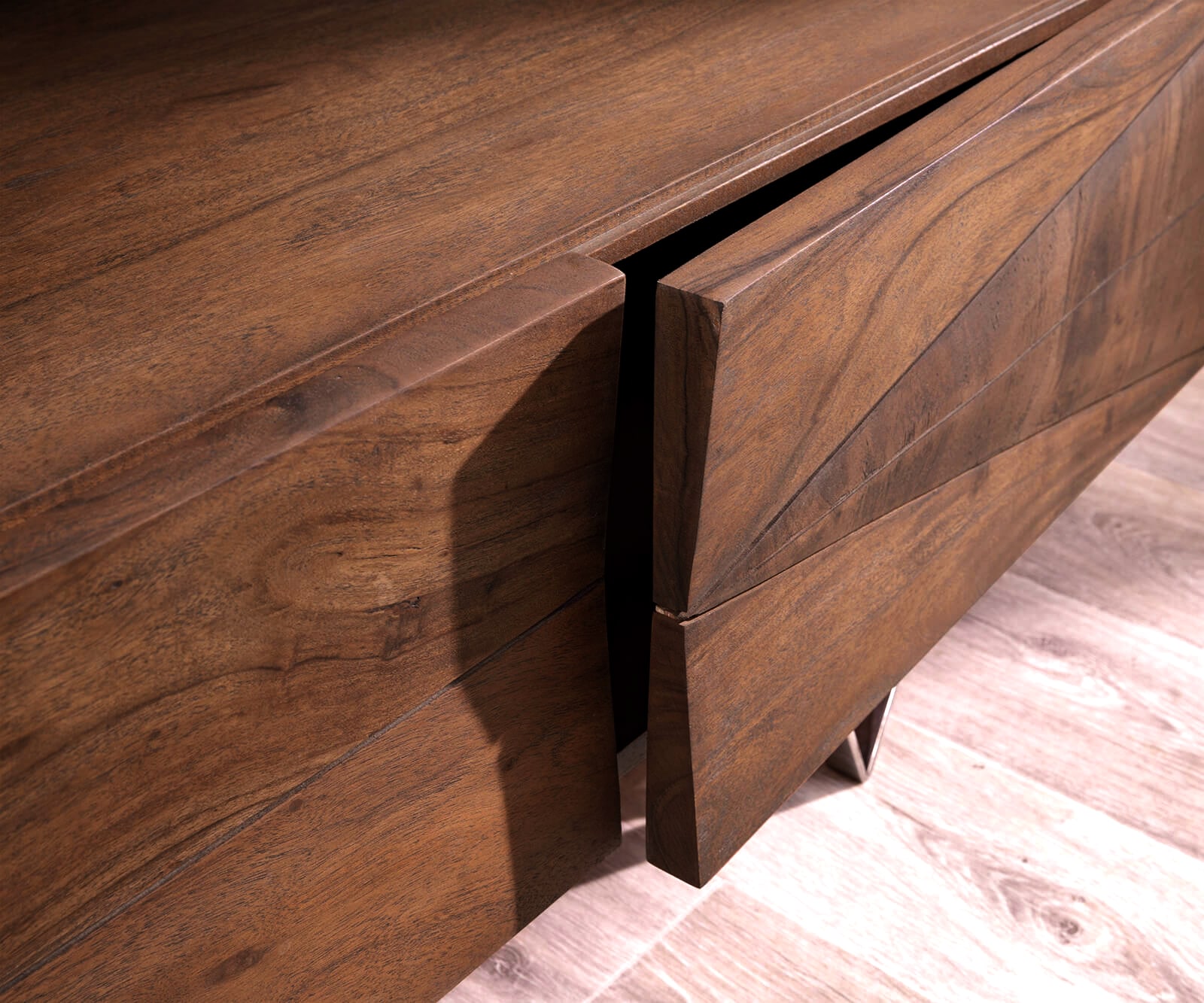 Design-Lowboard Wyatt 175 cm Akazie Braun 1 Klappe 3 Design-Lowboard Wyatt 175 cm Akazie Braun 1 Klappe 3