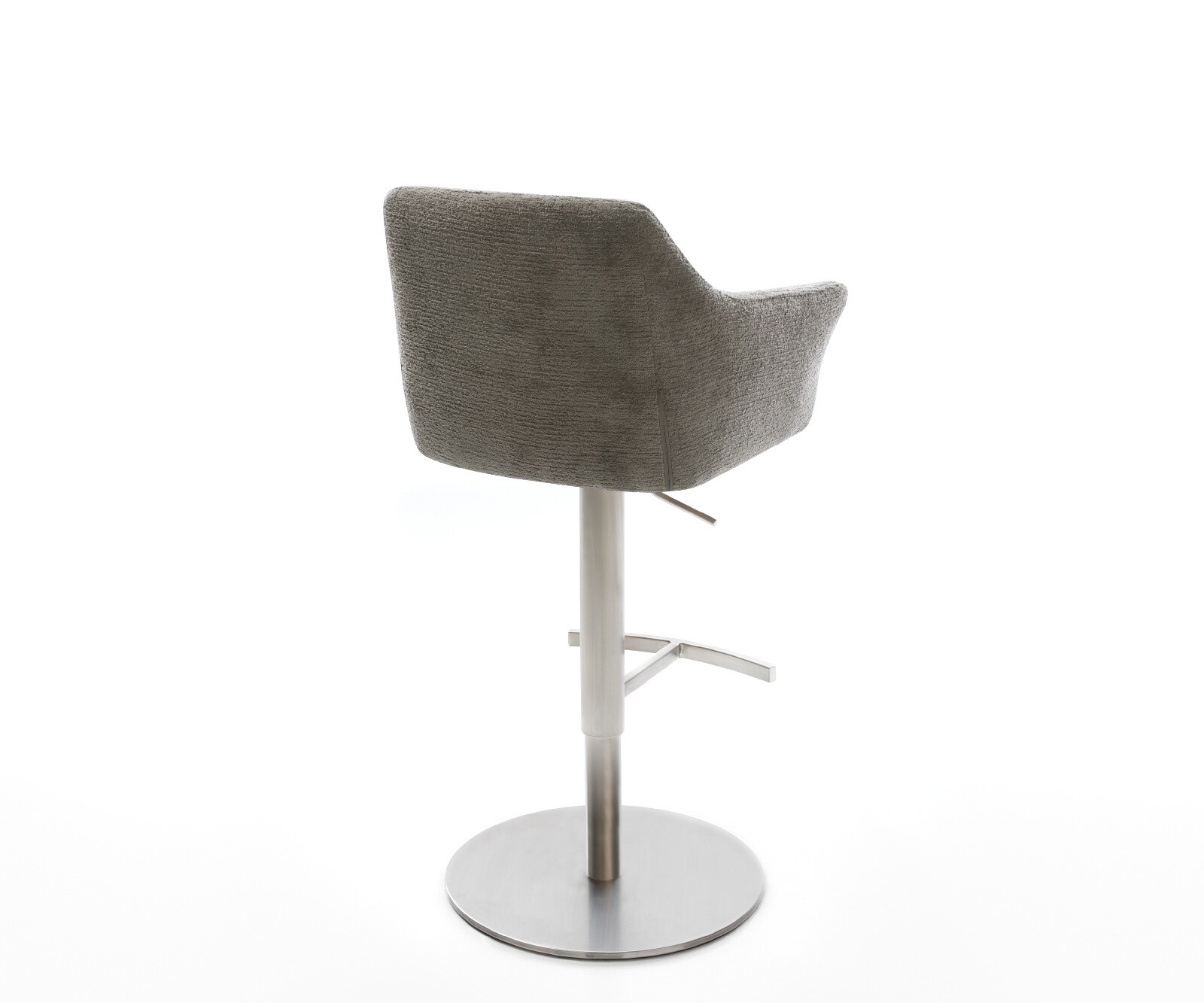 Chaise-de-bar Yulo-Flex Bouclé doux Boue Pied pivotant réglable en hauteur en acier inoxydable Argent 4