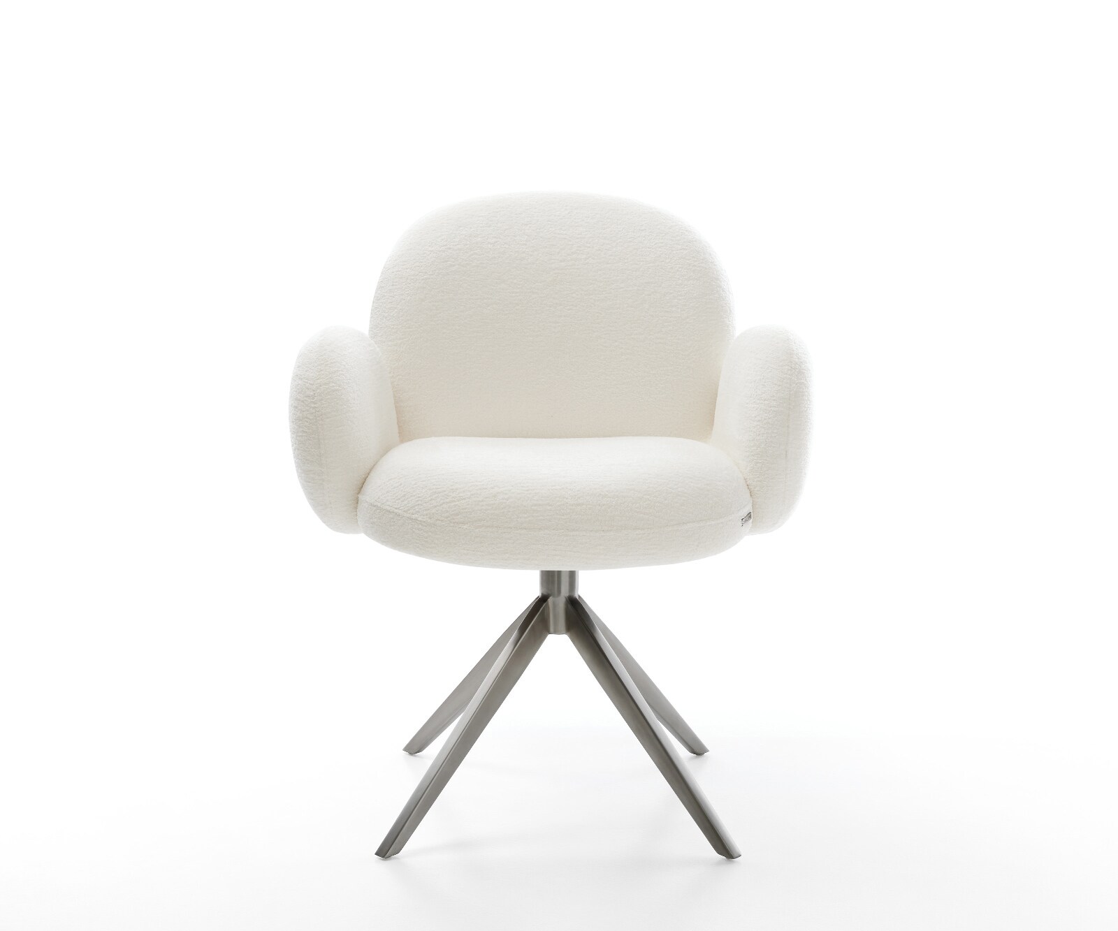 Chaise-pivotante Nube-Flex avec accoudoirs bouclé doux beige pied croisé large grafiete pivotement sur 360° fonction bascule resorts ensachés 1