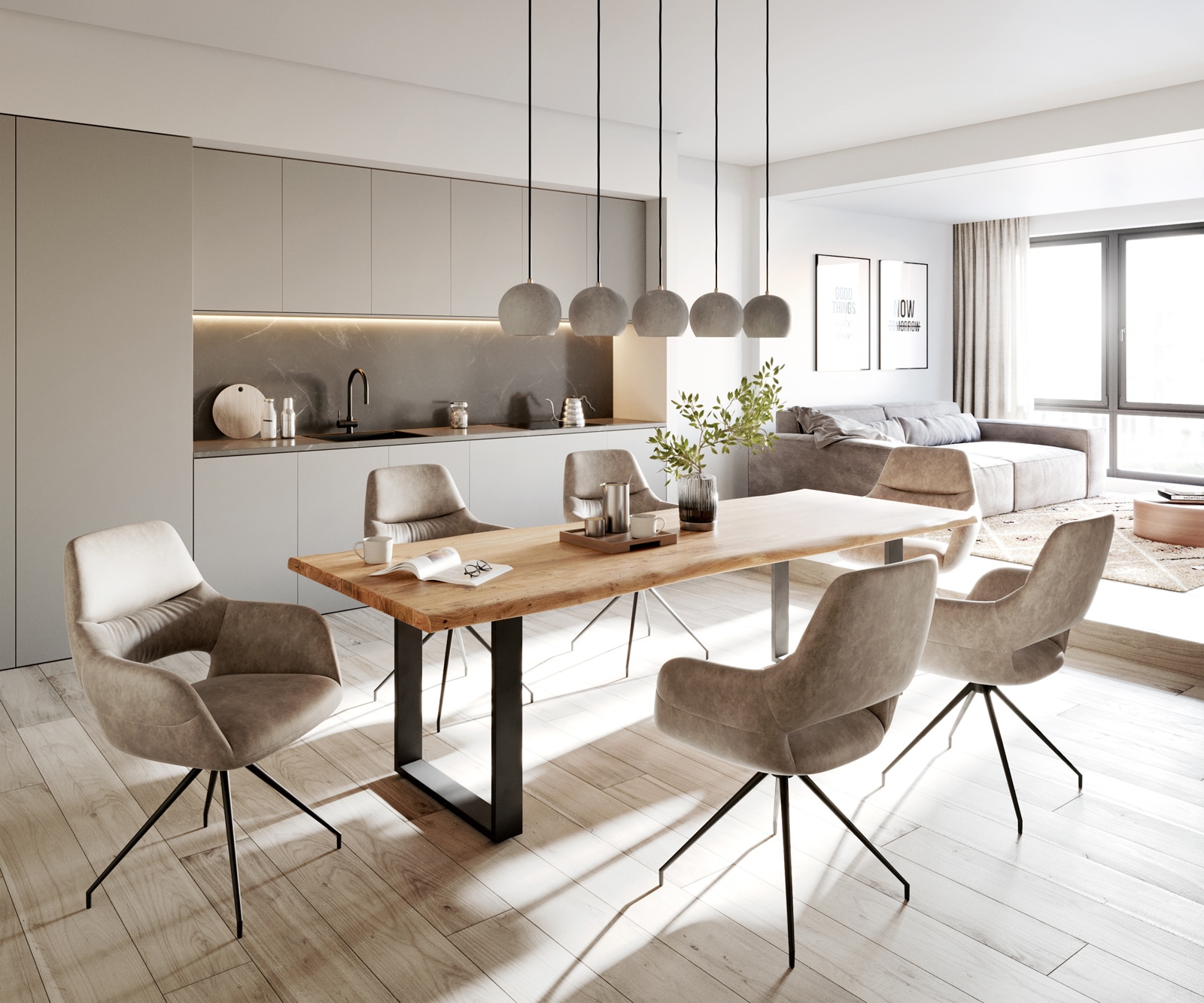 Esszimmerstuhl Yago-Flex mit Armlehnen Mikrofaser Taupe Vintage Kreuzgestell konisch Schwarz Taschenfederkern 3 Esszimmerstuhl Yago-Flex mit Armlehnen Mikrofaser Taupe Vintage Kreuzgestell konisch Schwarz Taschenfederkern 3