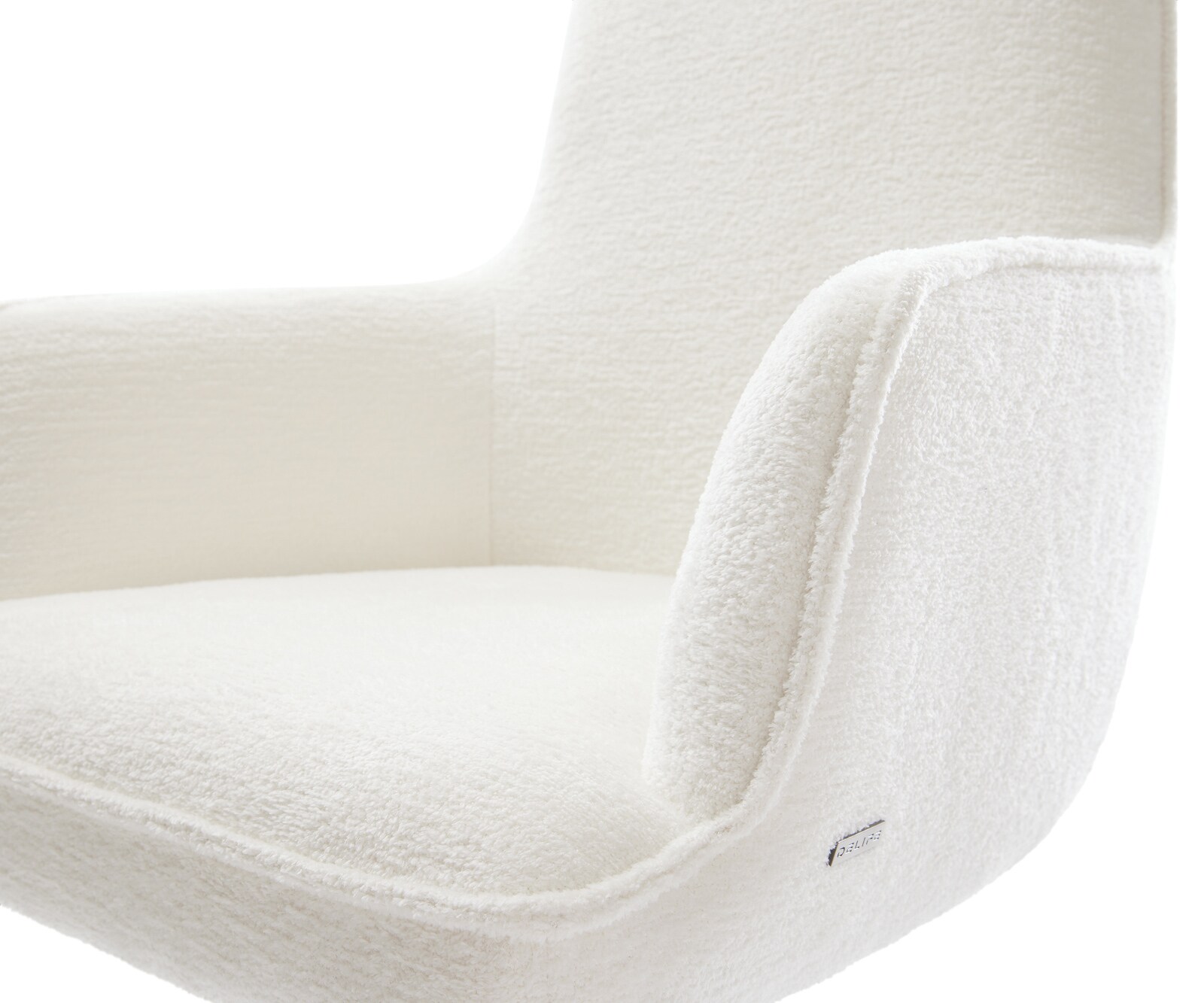 Drehstuhl Heira-Flex mit Armlehnen Bouclé Soft Beige Holzgestell kantig Natur 180° drehbar Taschenfederkern 3