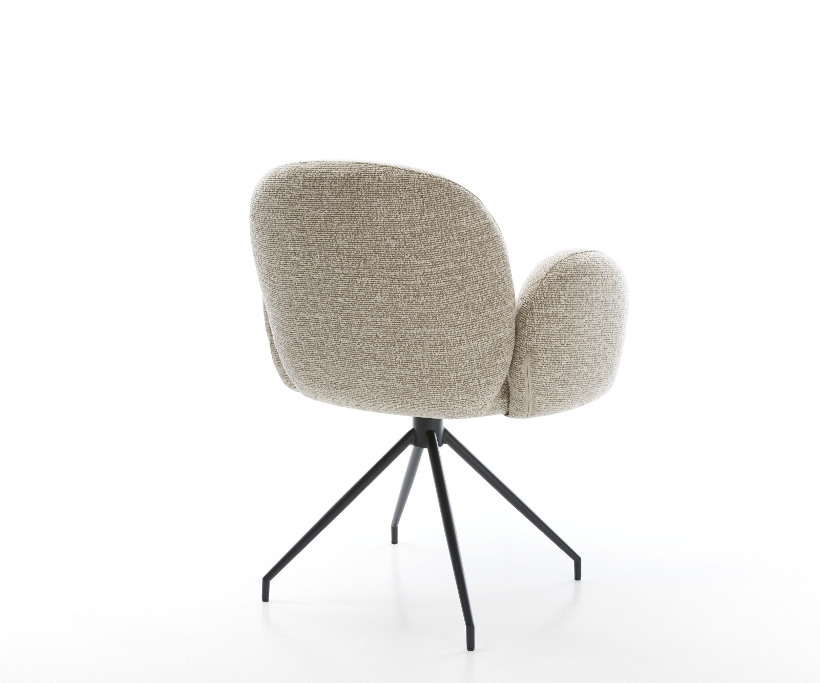 Esszimmerstuhl Nube-Flex mit Armlehnen Webstoff Soft Beige Kreuzgestell konisch Schwarz Taschenfederkern 4