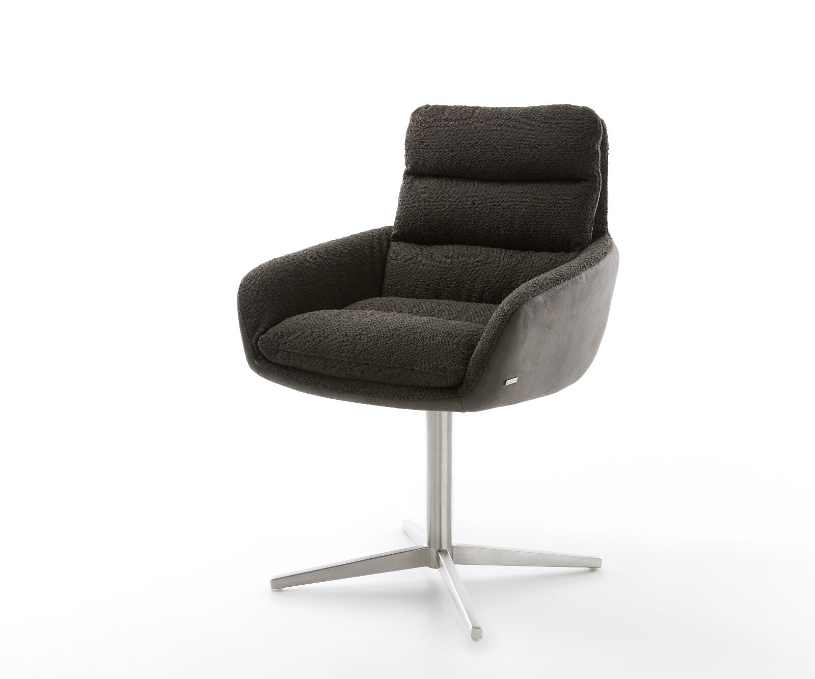 Drehstuhl Abelia-Flex mit Armlehnen Materialmix Schwarz Fußkreuz Edelstahl 360° drehbar