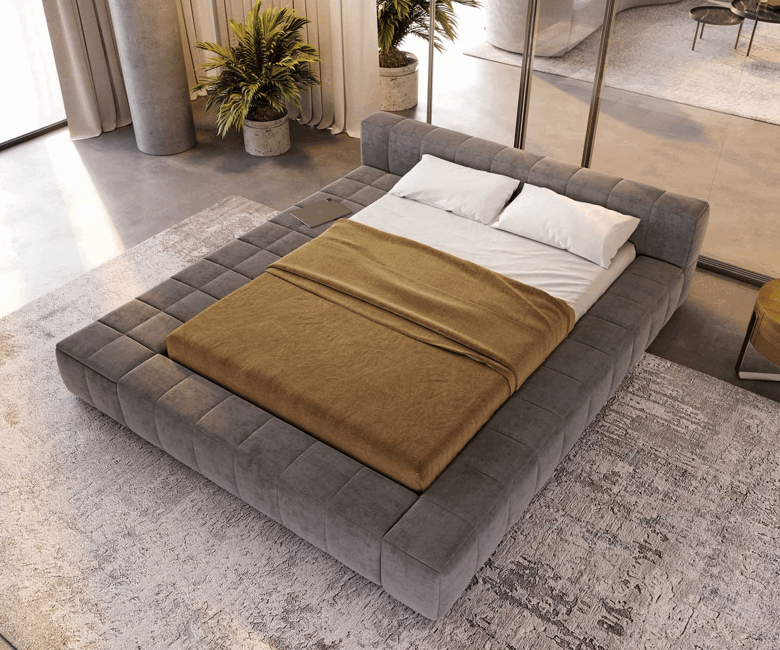 Polsterbettgestell Espazio 140x200 cm Mikrofaser Grau mit Stauraum 3 Polsterbettgestell Espazio 140x200 cm Mikrofaser Grau mit Stauraum 3