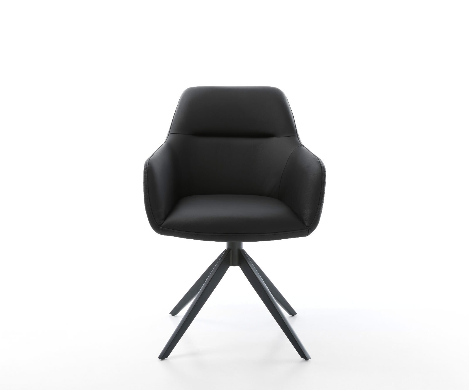 Drehstuhl Pejo-Flex Echt-Leder Schwarz Kreuzgestell breit Schwarz 360° drehbar Wippfunktion Taschenfederkern 1