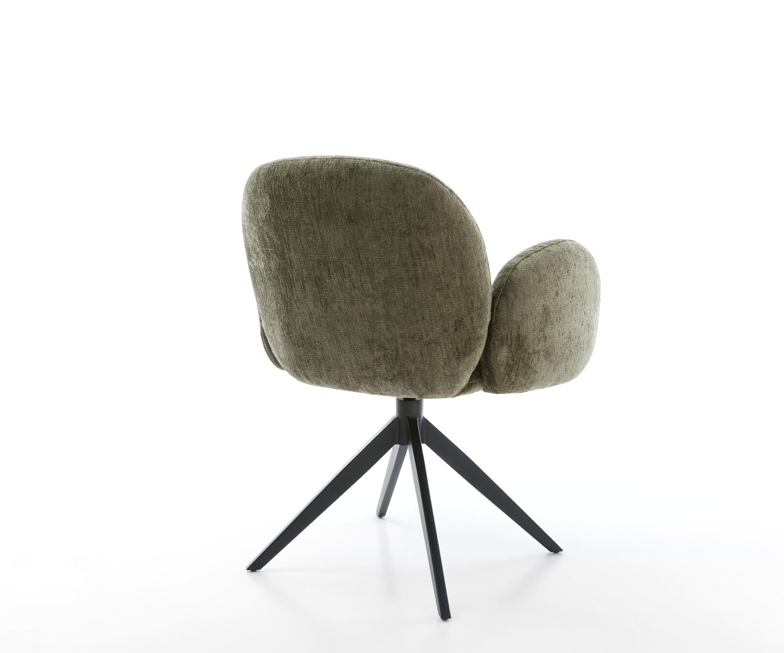 Chaise-pivotante Nube-Flex avec accoudoirs chenille olive pied croisé large noir pivotement sur 360° fonction bascule ressorts ensachés 5