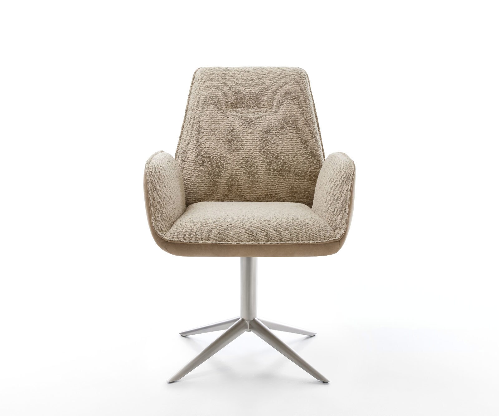 Chaise-pivotante Zoa-Flex tissu mixte couleur boue pied de chaise 4 branches acier inoxydable brossé pivotement sur 360° fonction bascule ressorts ensachés 1