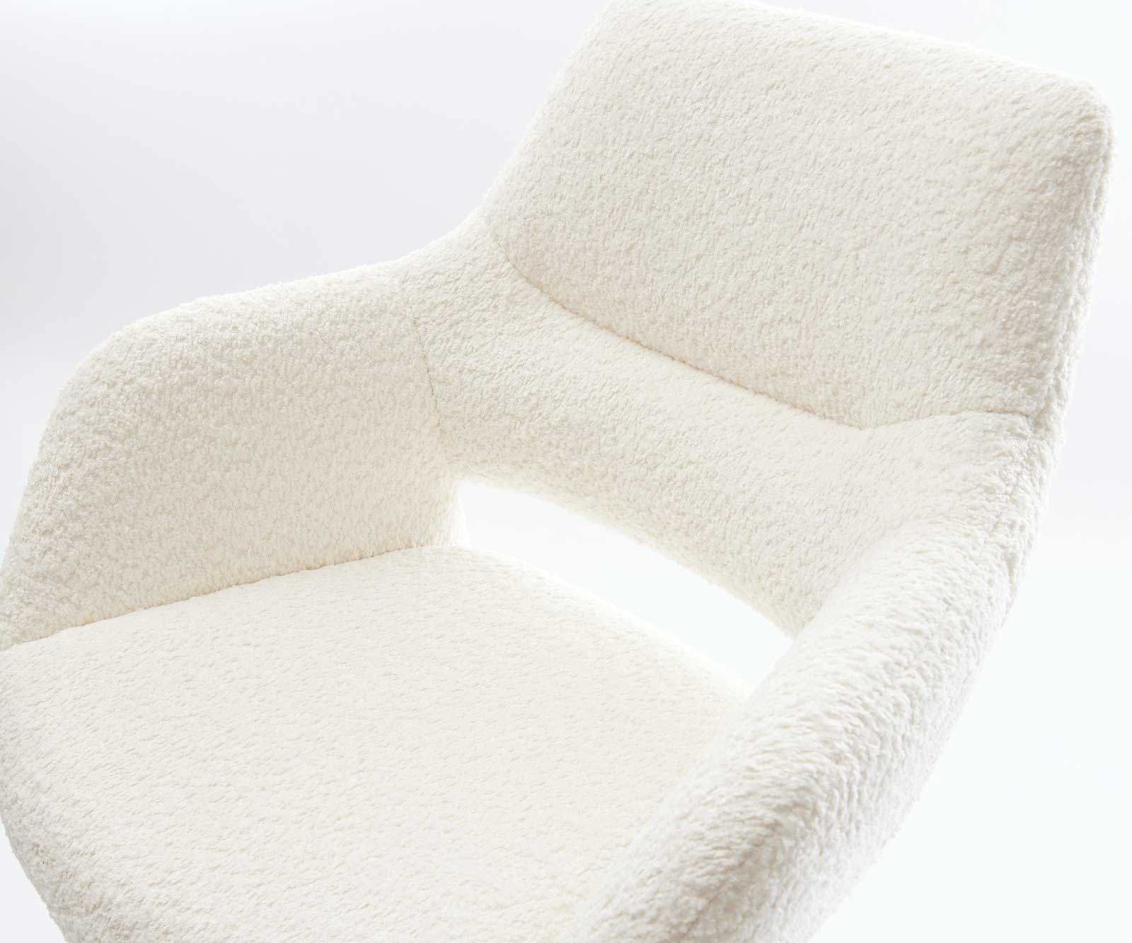 Barstuhl Yago-Flex Bouclé Weiß Freischwinger flach Edelstahl Taschenfederkern 3