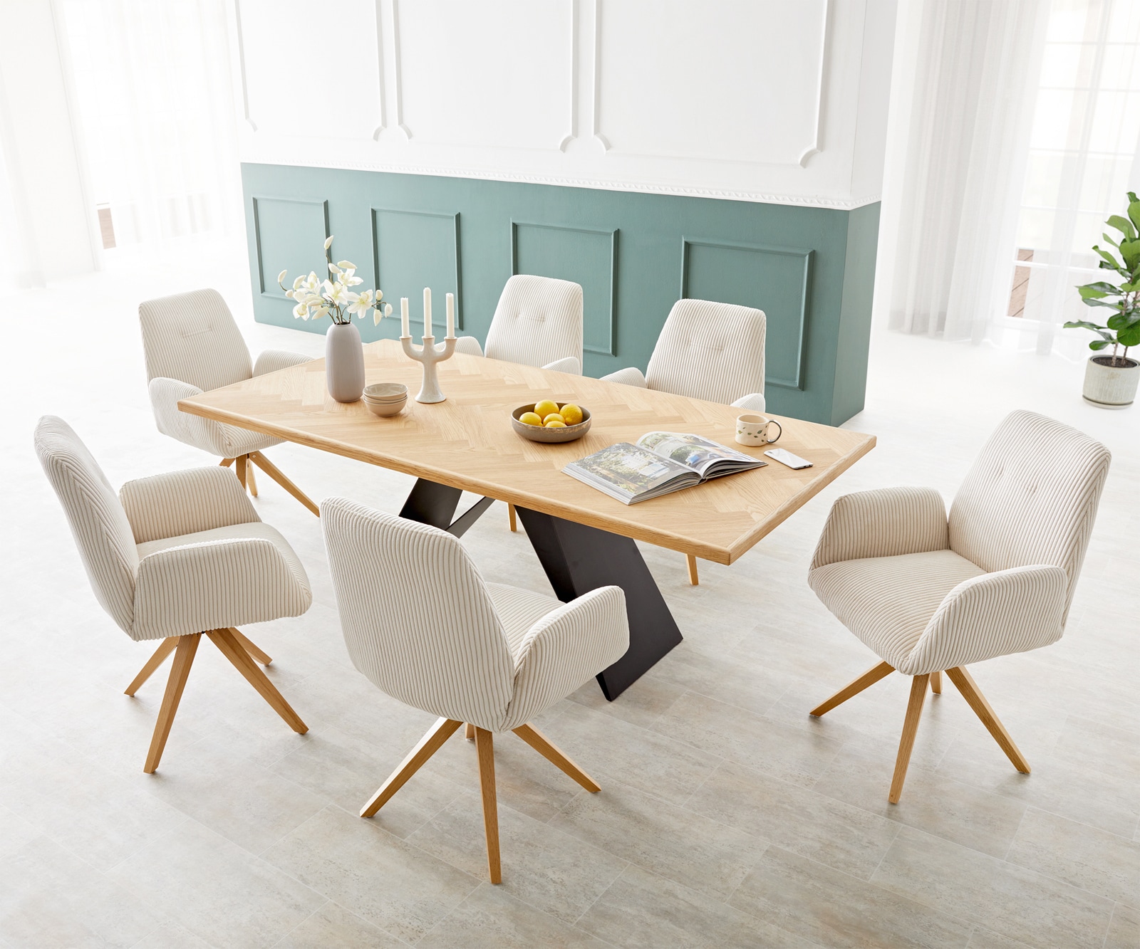 Esszimmerstuhl Zoa-Flex Cord Beige Holzgestell kantig Natur Taschenfederkern 3 Esszimmerstuhl Zoa-Flex Cord Beige Holzgestell kantig Natur Taschenfederkern 3