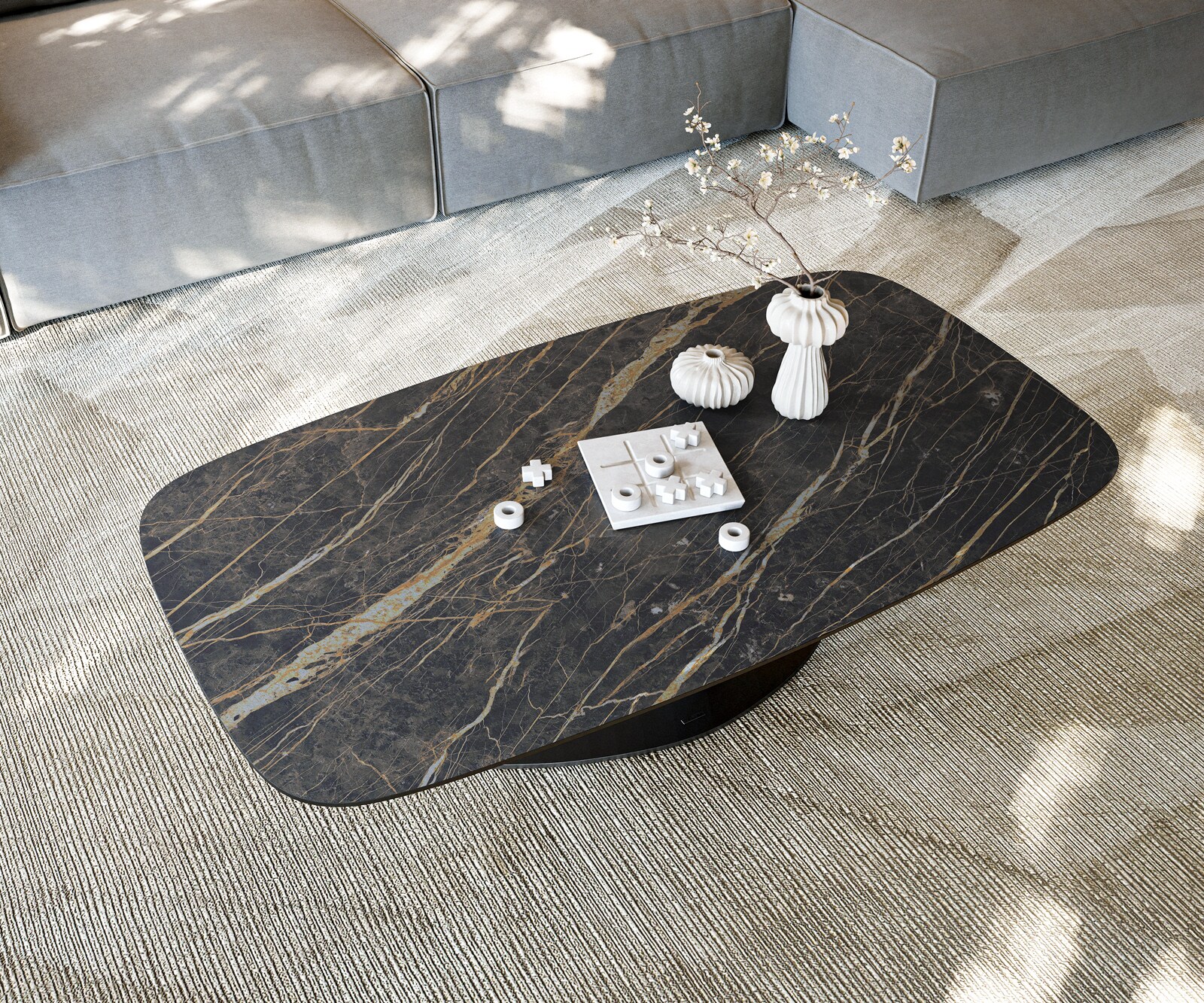 Table basse Edge Boot 140x80 cm céramique Laminam® Noir Desir brun Vibany métal noir 6