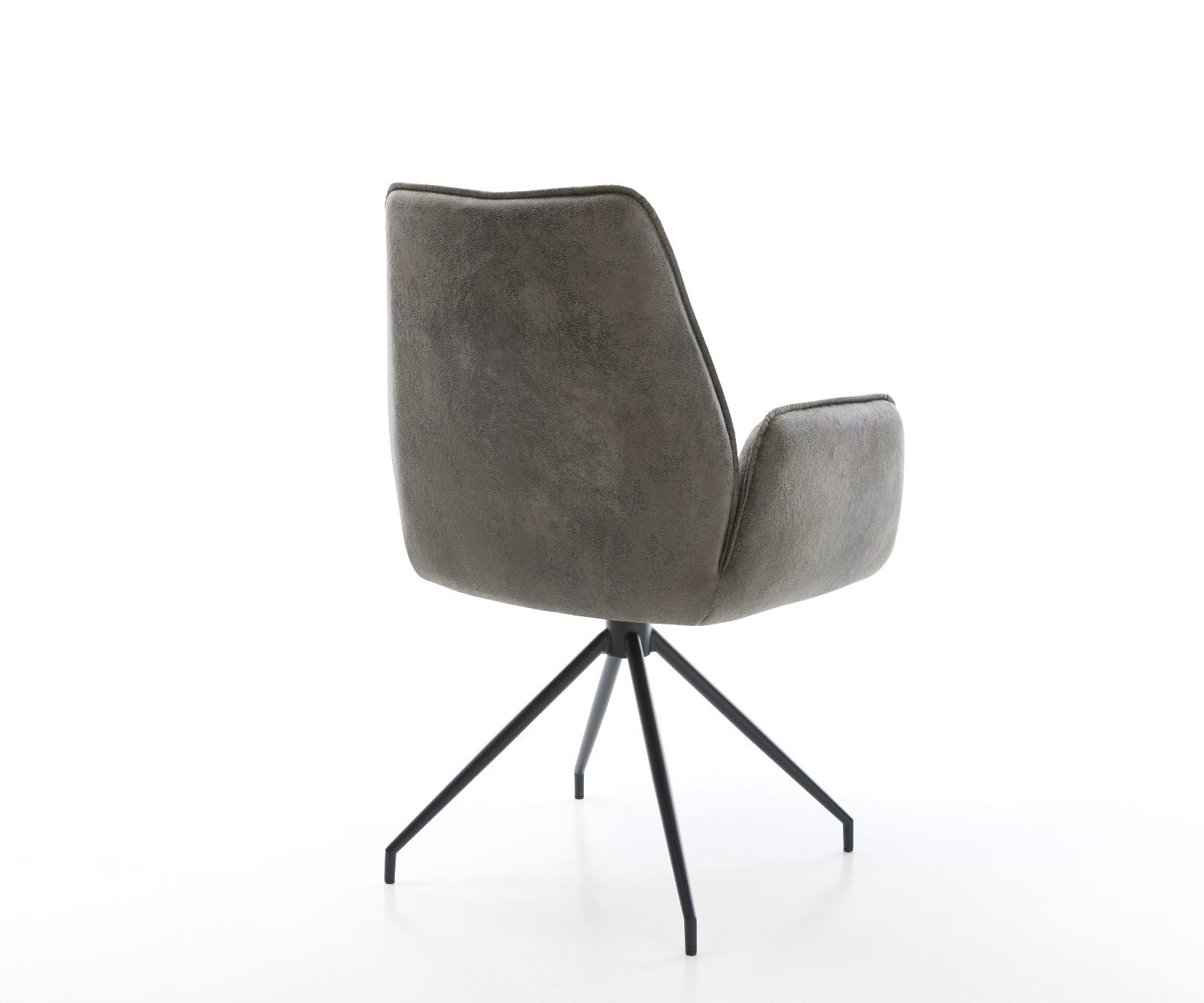 Chaise-de-salle-à-manger Zoa-Flex microvelours gris antique pied croisé conique noir ressorts ensachés 4