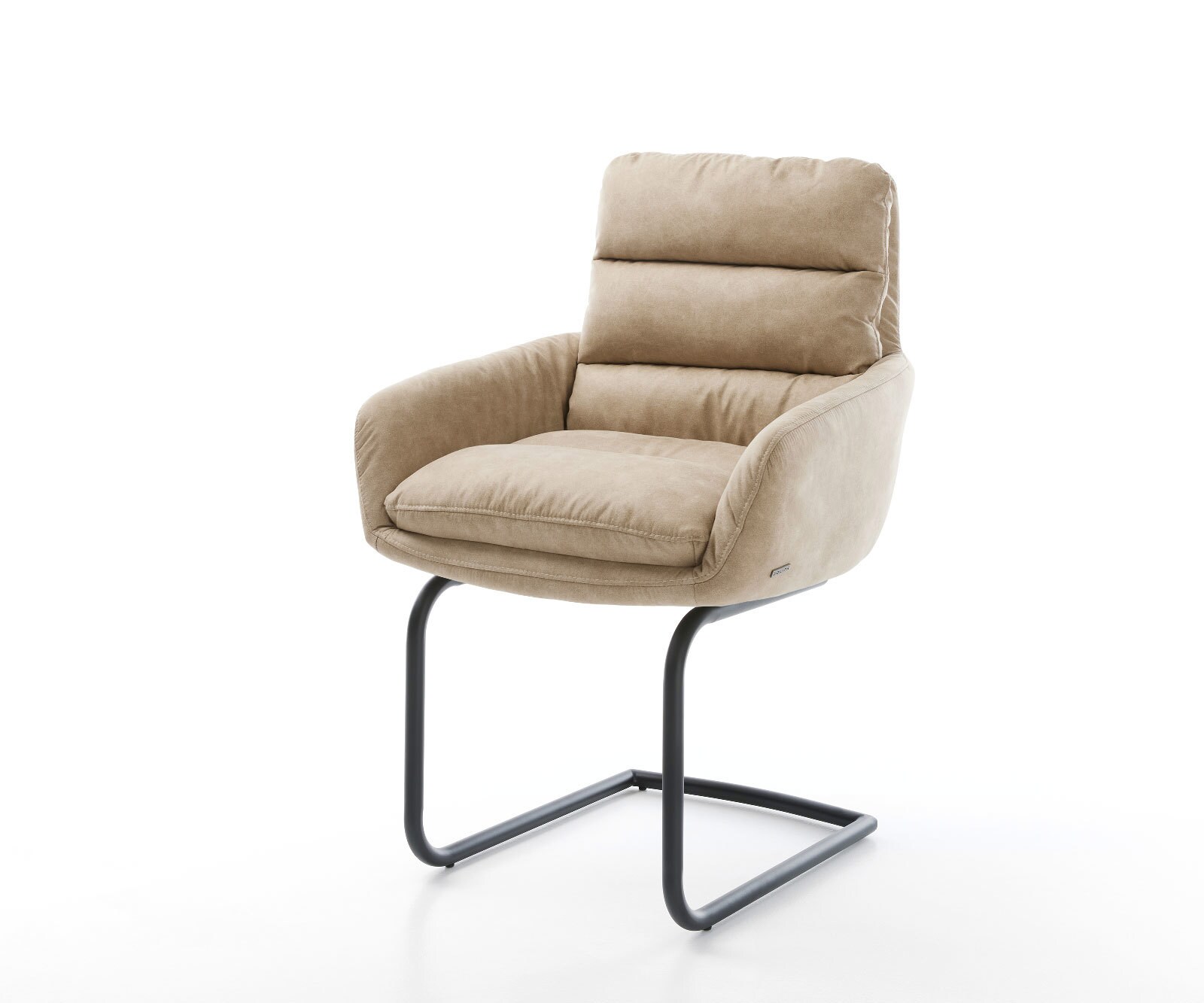 Cantilever Abelia-Flex avec accoudoirs microvelours beige vintage pied cantilever rond noir