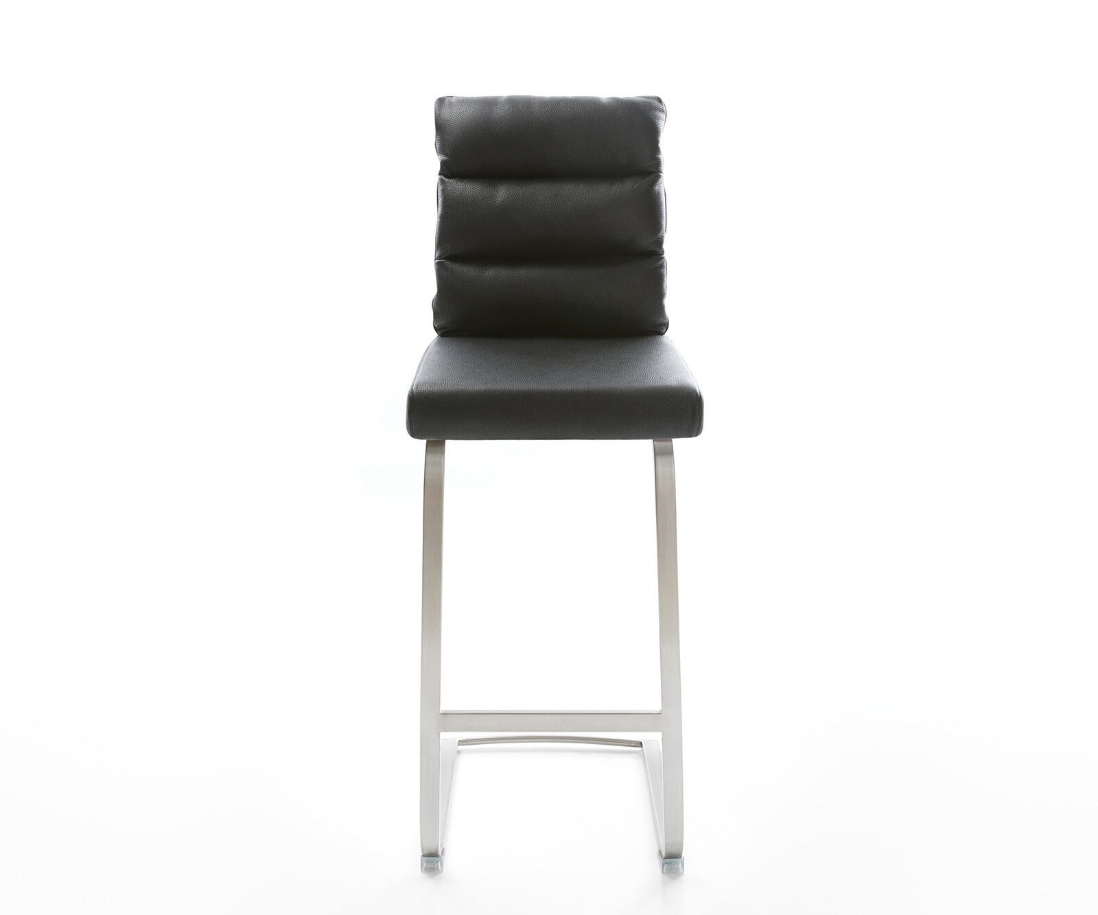 Barstuhl Pela-Flex Echt-Leder Schwarz Freischwinger flach Edelstahl 1