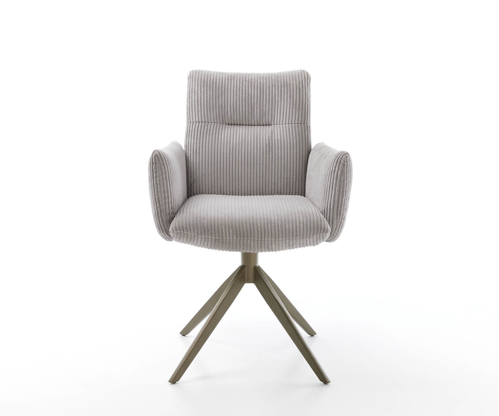 Drehstuhl Jova-Flex mit Armlehnen Cord Silbergrau Kreuzgestell breit Effektfinish Titan 360° drehbar Taschenfederkern 1