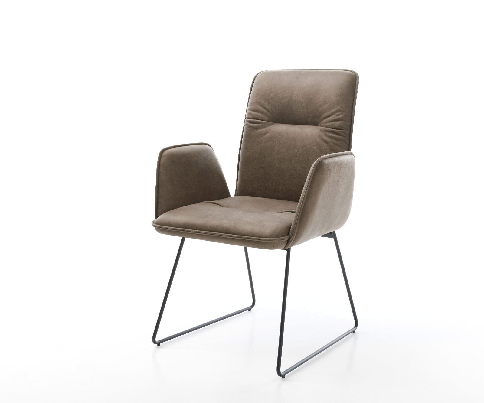 Fauteuil Vinja-Flex taupe vintage cadre patin noir