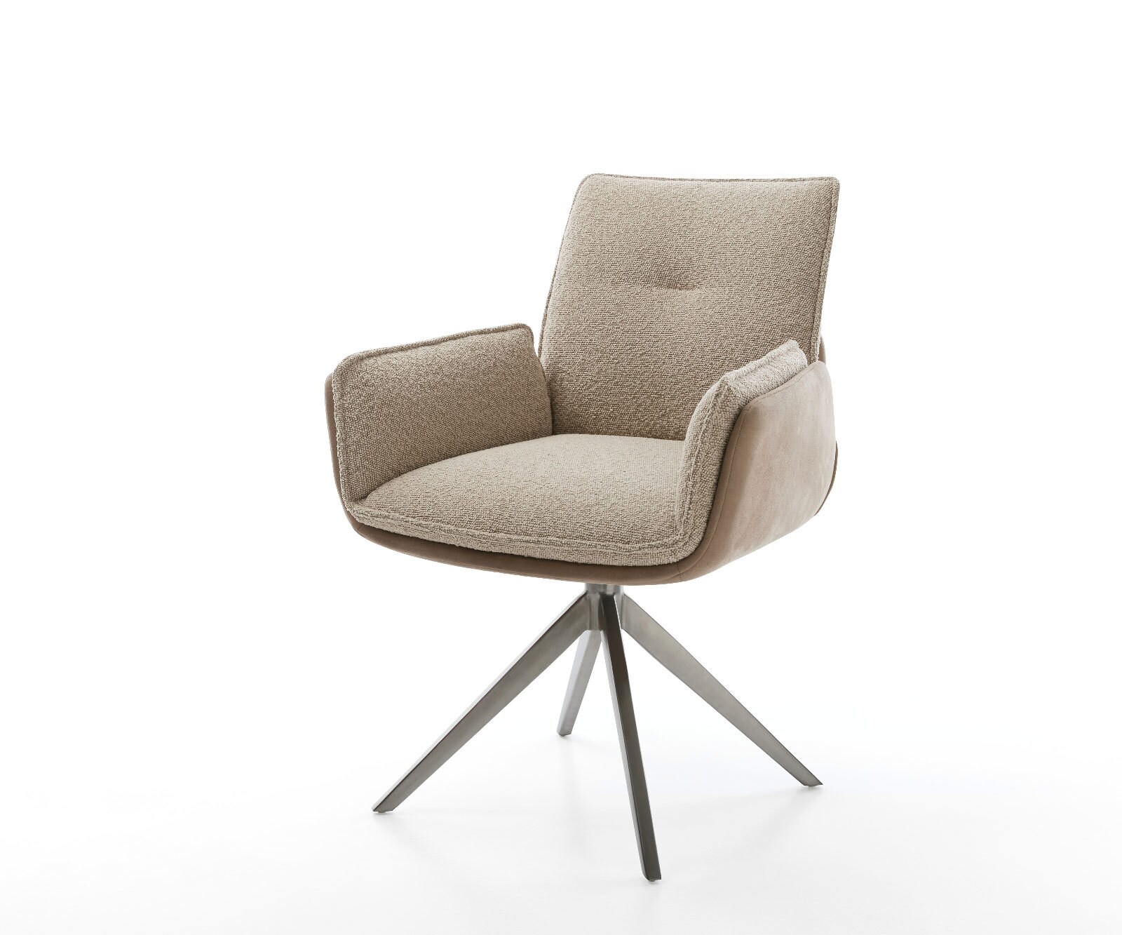Chaise-pivotante Nela-Flex microvelours couleur boue pied croisé large grafiete pivotement sur 360° fonction bascule