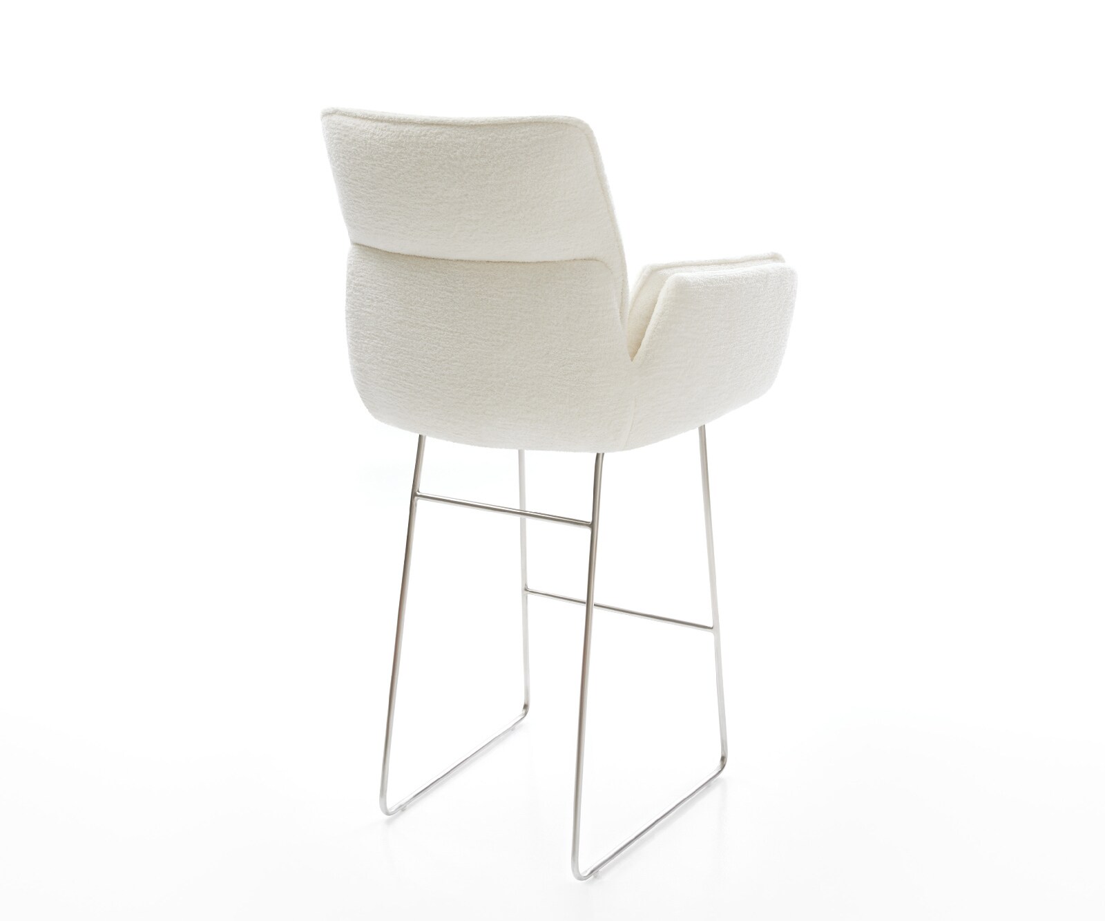 Barstuhl Nela-Flex Bouclé Soft Beige Kufengestell Edelstahl Silberfarben 5