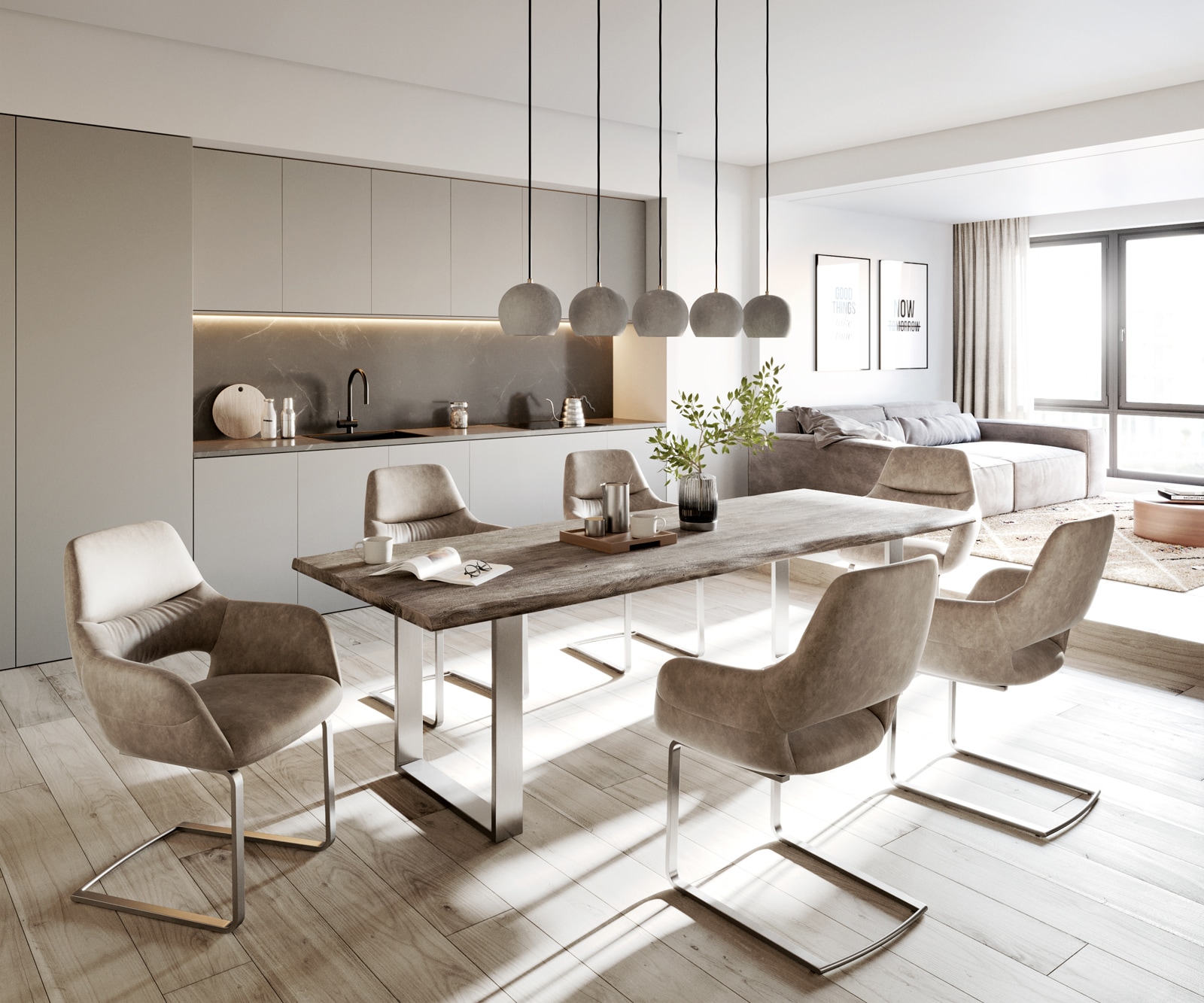 Freischwinger Yago-Flex mit Armlehnen Mikrofaser Taupe Vintage Freischwinger flach Edelstahl Taschenfederkern 3 Freischwinger Yago-Flex mit Armlehnen Mikrofaser Taupe Vintage Freischwinger flach Edelstahl Taschenfederkern 3