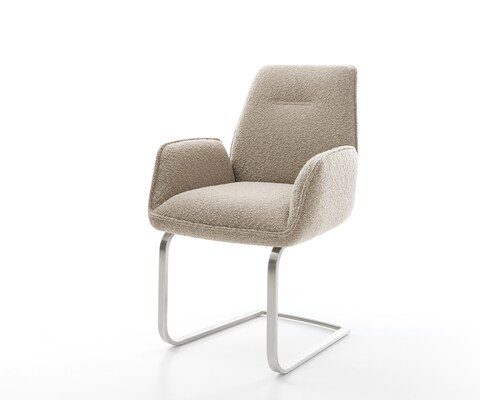 Freischwinger Zoa-Flex Bouclé Schlamm Freischwinger flach Edelstahl Taschenfederkern