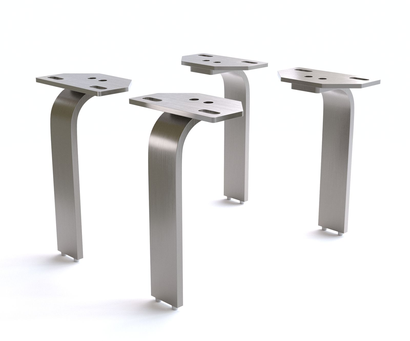 Fuß L-Form 20 cm Edelstahl gebürstet für alle Möbelarten (4er Set)