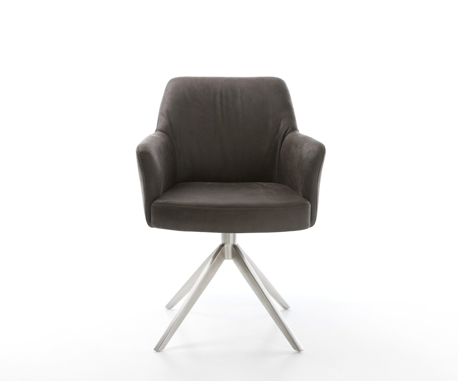 Chaise-pivotante Xana-Flex microvelours anthracite vintage pied croisé large acier inoxydable brossé pivotement sur 360° fonction bascule ressorts ensachés 2