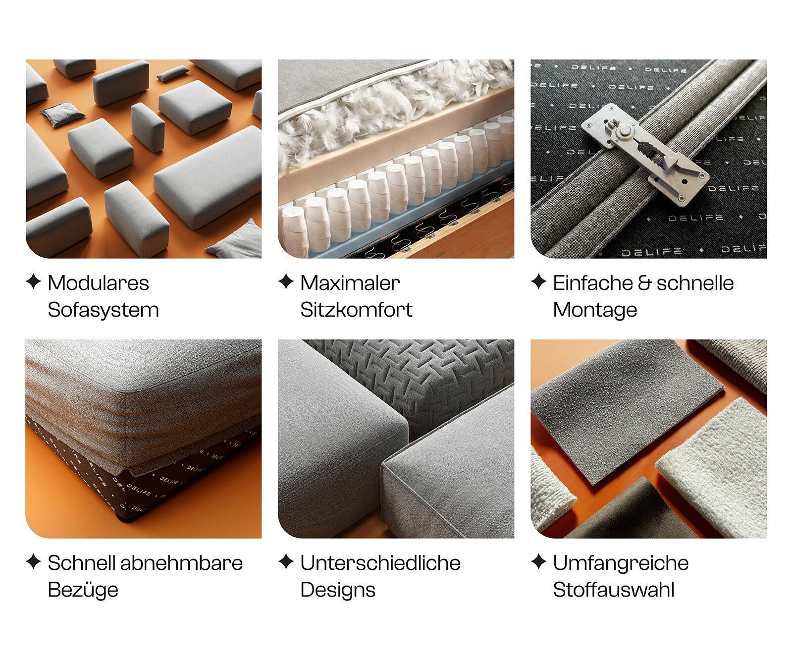 Wohnlandschaft Freestyle 360x290 cm Webstoff Soft Beige Kappnaht 8