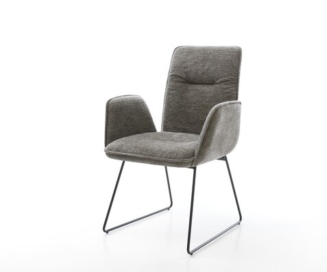Esszimmerstuhl Vinja-Flex Bouclé Soft Schlamm Kufengestell Schwarz