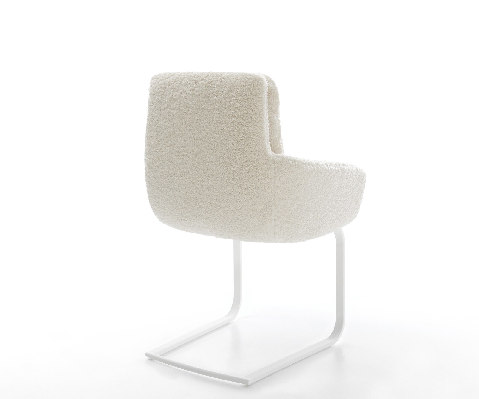 Cantilever Abelia-Flex avec accoudoirs tissu teddy beige pied cantilever plat blanc 4