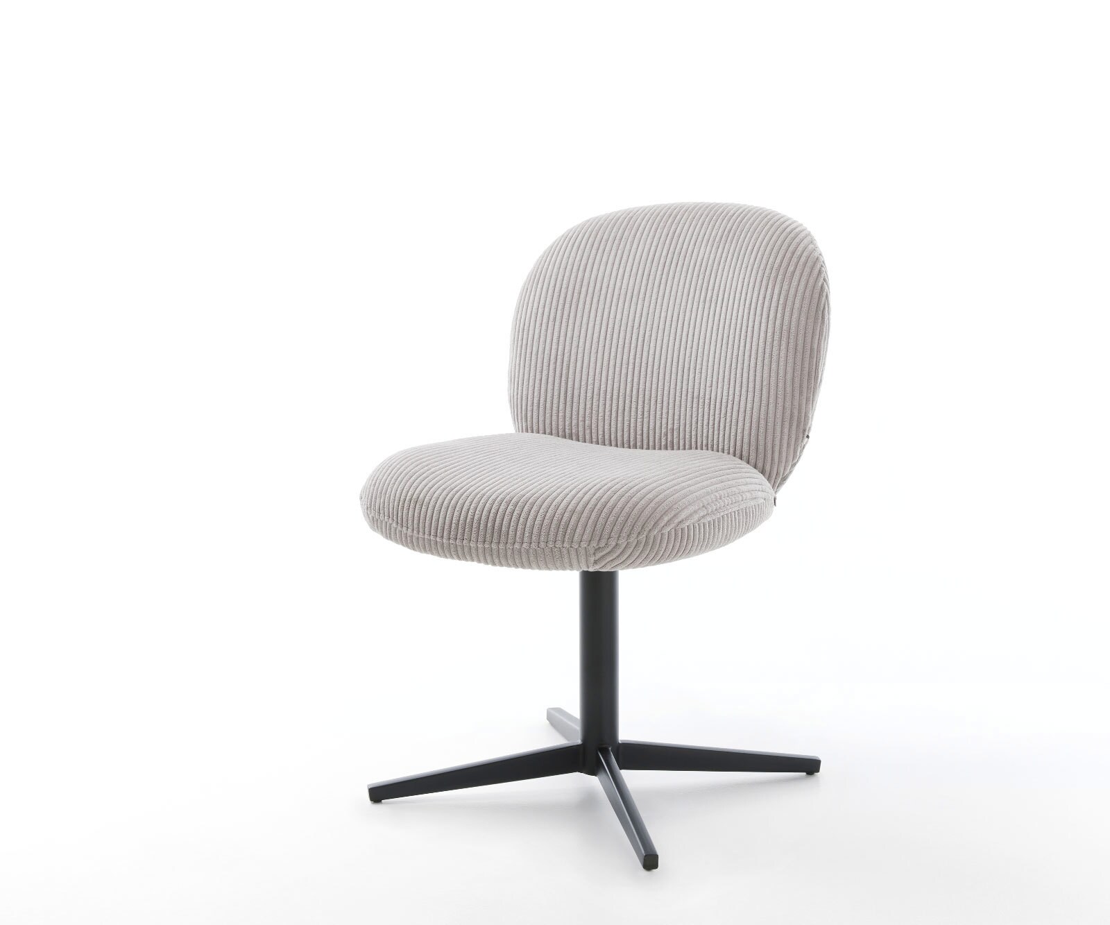 Chaise-pivotante Nube-Flex côtelé gris argenté pied de chaise 4 branches noir pivotement sur 360° ressorts ensachés 1