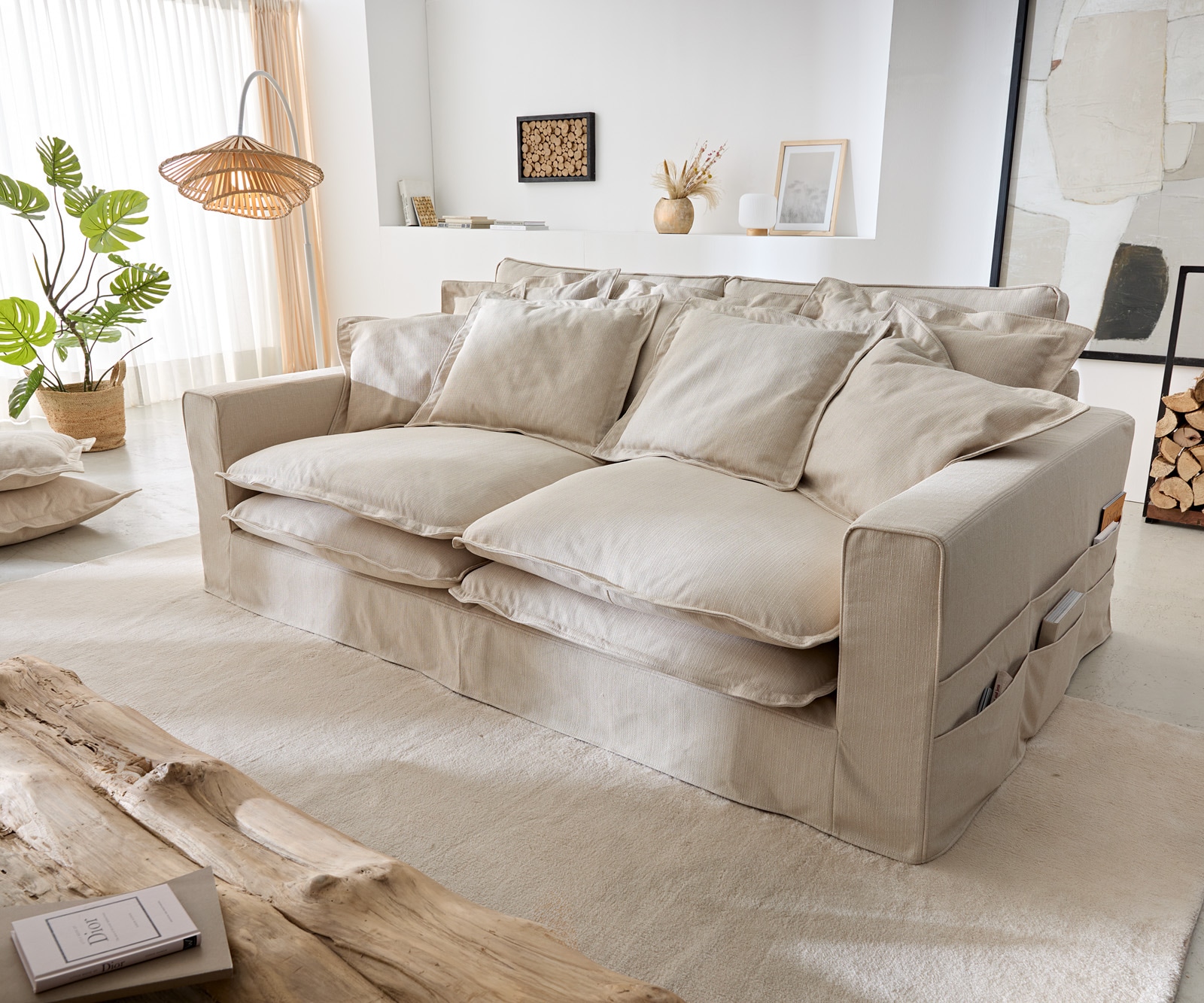 Canapé Noelia 240x145 cm couleur ivoire avec coussin canapé avec housse 3 Canapé Noelia 240x145 cm couleur ivoire avec coussin canapé avec housse 3