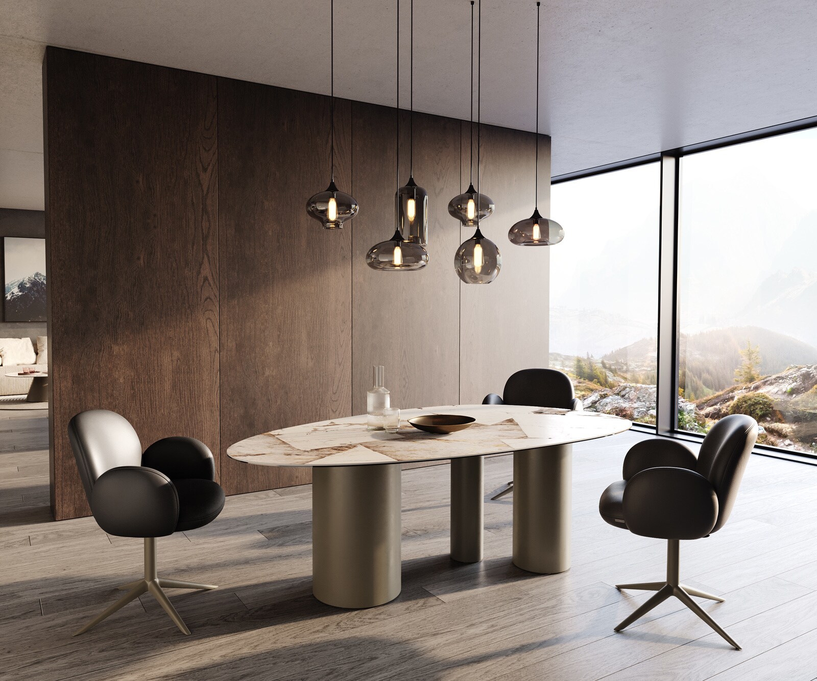 Esstisch Edge Oval 220x120 Keramik Iris FMG Patagonia Lappato Troa Metall Effektfinish Titan 6