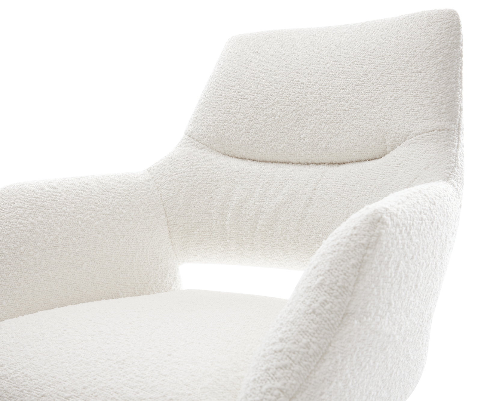 Freischwinger Yago-Flex mit Armlehnen Bouclé Creme-Weiß Freischwinger flach Effektfinish Titan Taschenfederkern 5