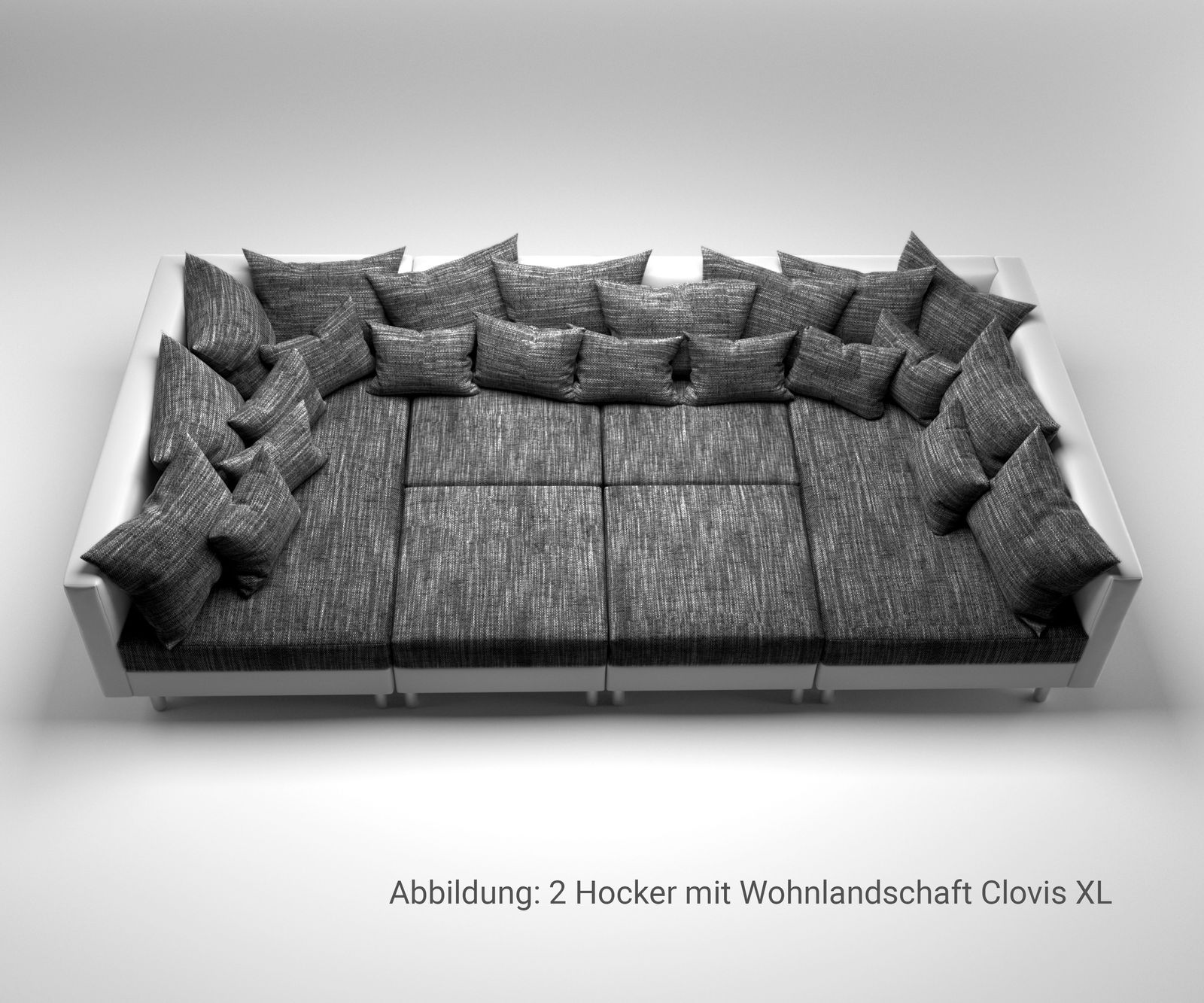 Hocker Clovis B98 x T83 Weiss Schwarz Modul Strukturstoff 11