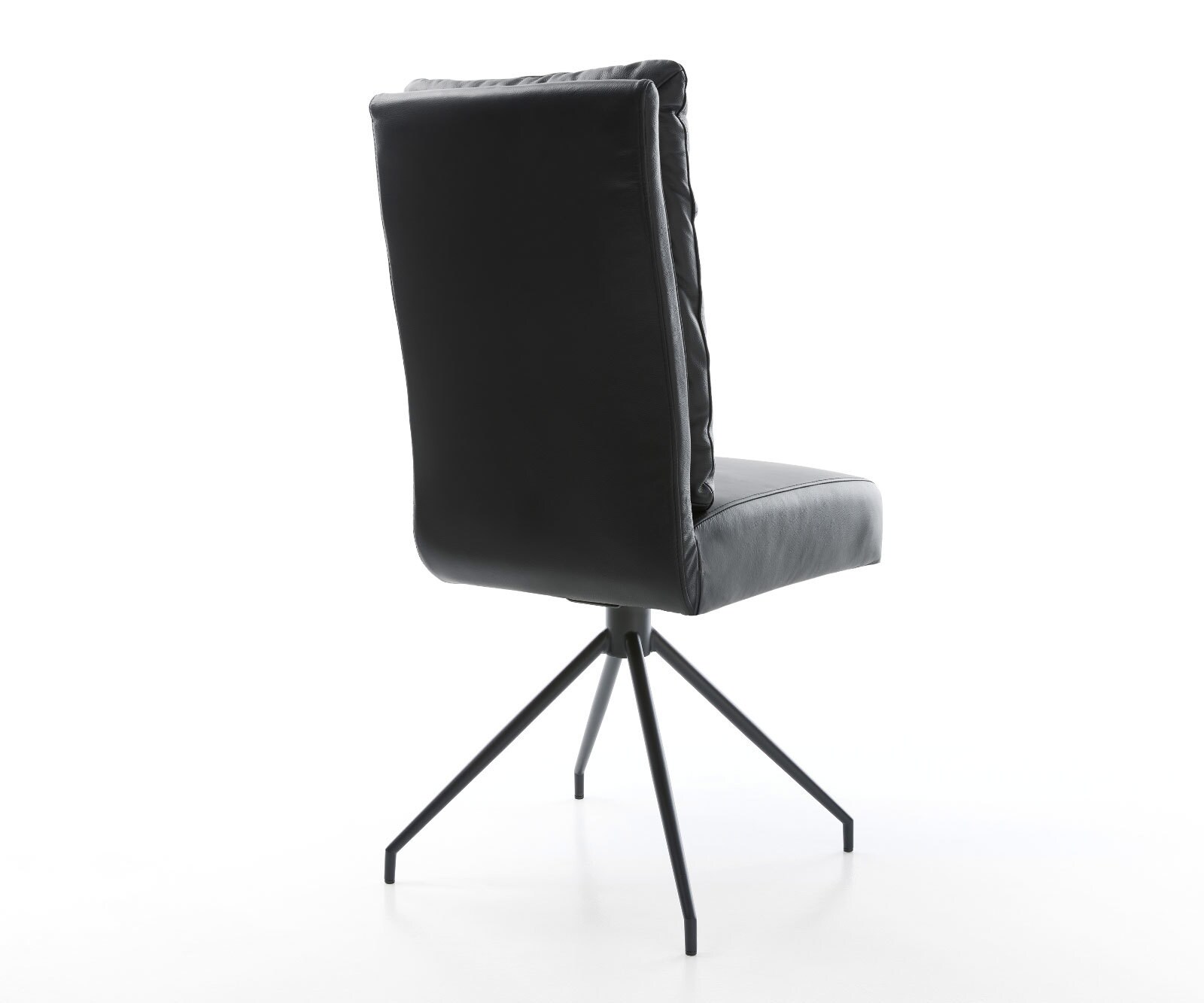 Chaise-de-salle-à-manger Pela-Flex cuir de vache noir pied croisé conique noir ressorts ensachés 4