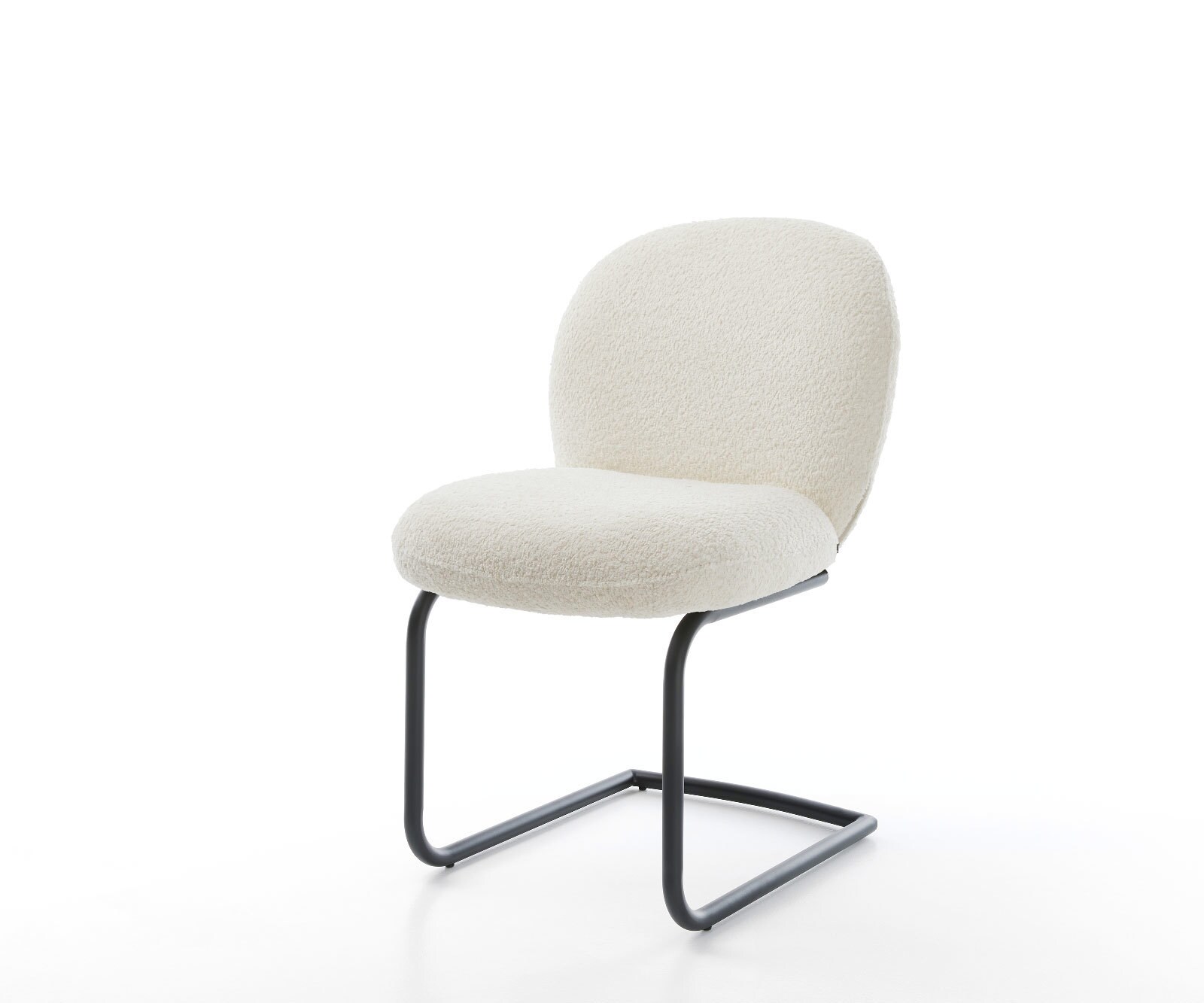 Freischwinger Nube-Flex Bouclé Weiß Freischwinger rund Schwarz Taschenfederkern