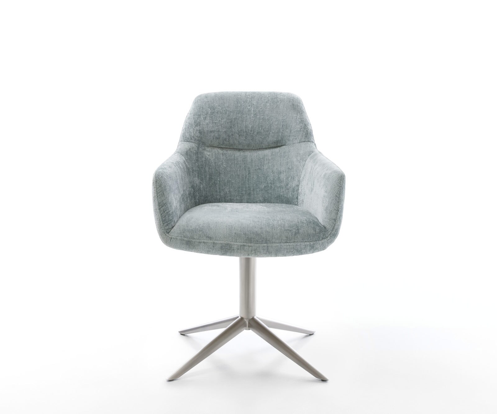 Drehstuhl Pejo-Flex Chenille Pastellblau Fußkreuz Edelstahl 360° drehbar Wippfunktion Taschenfederkern 1