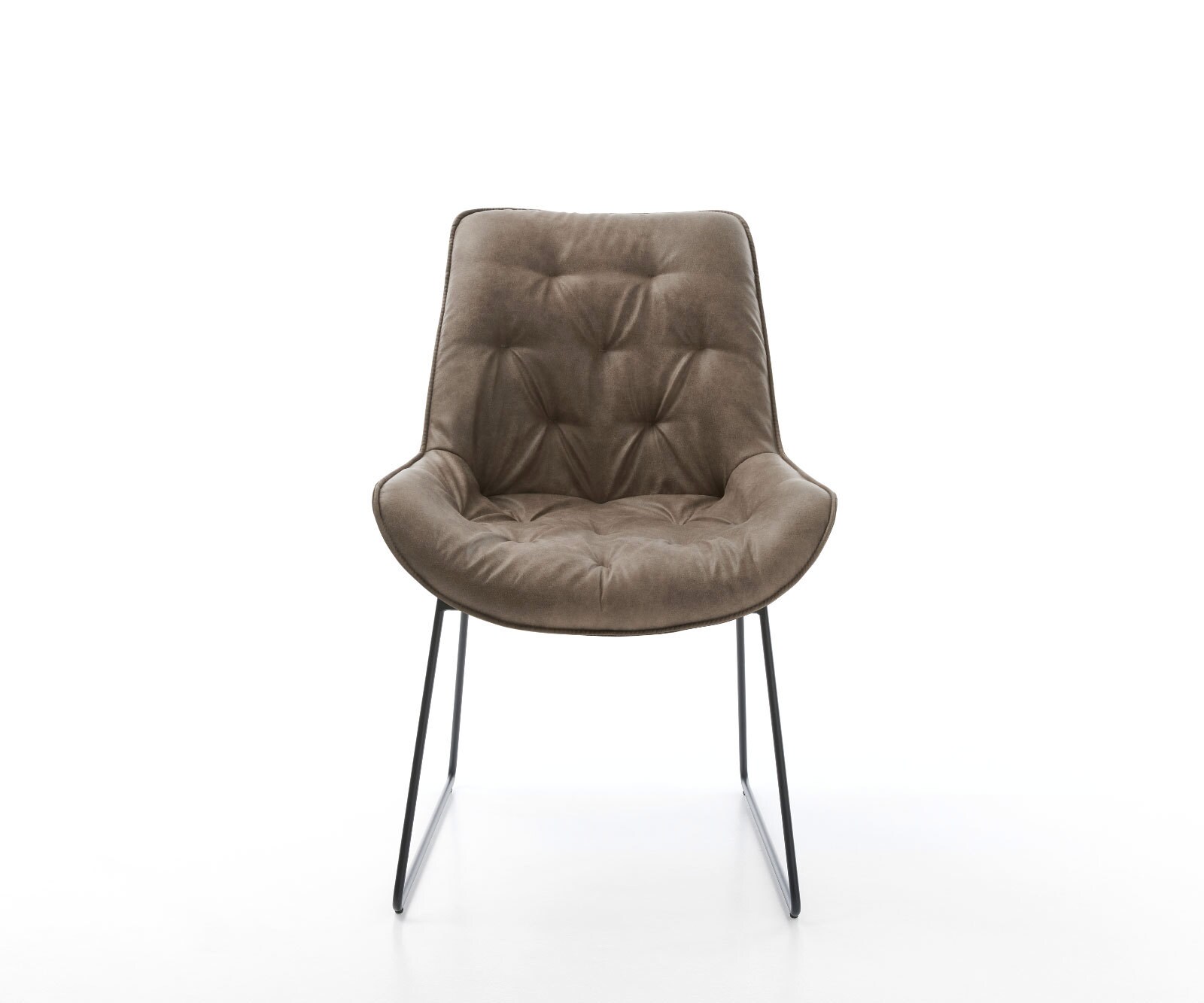 Chaise-de-salle-à-manger Taimi-Flex microvelours taupe vintage pied trapèze noir 1