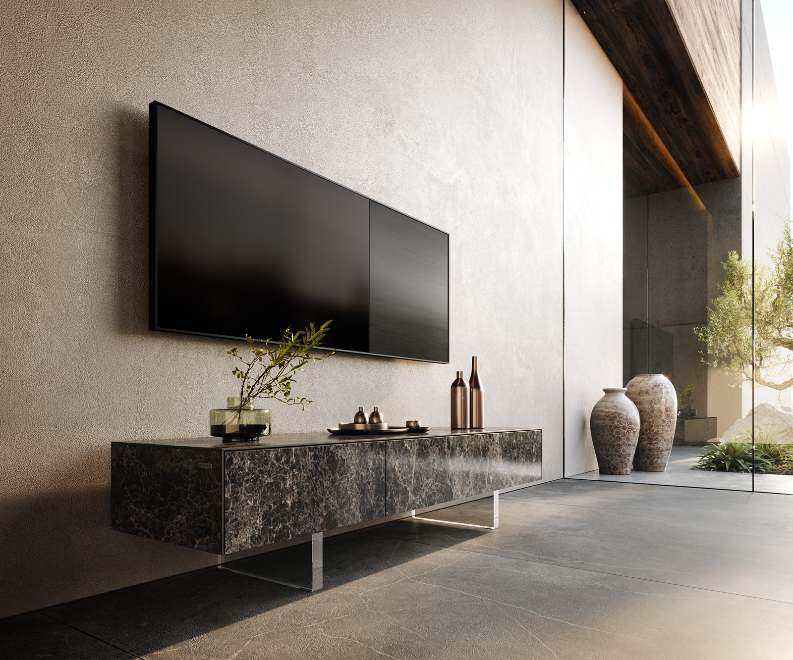 Lowboard Cuor 150 cm Keramik Laminam® Emperador Extra Lucidato Dunkelbraun 1 Klappe 1 Schubfach Fuß Schwebeoptik Acrylglas Lowboard Cuor 150 cm Keramik Laminam® Emperador Extra Lucidato Dunkelbraun 1 Klappe 1 Schubfach Fuß Schwebeoptik Acrylglas