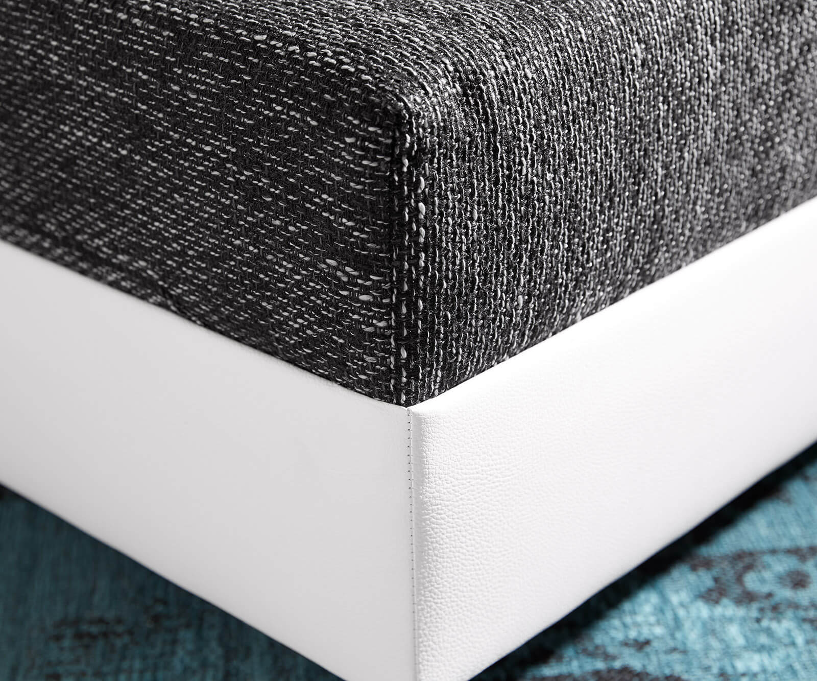 Tabouret Clovis L98 x P83 Blanc Noir Module tissu structuré  5