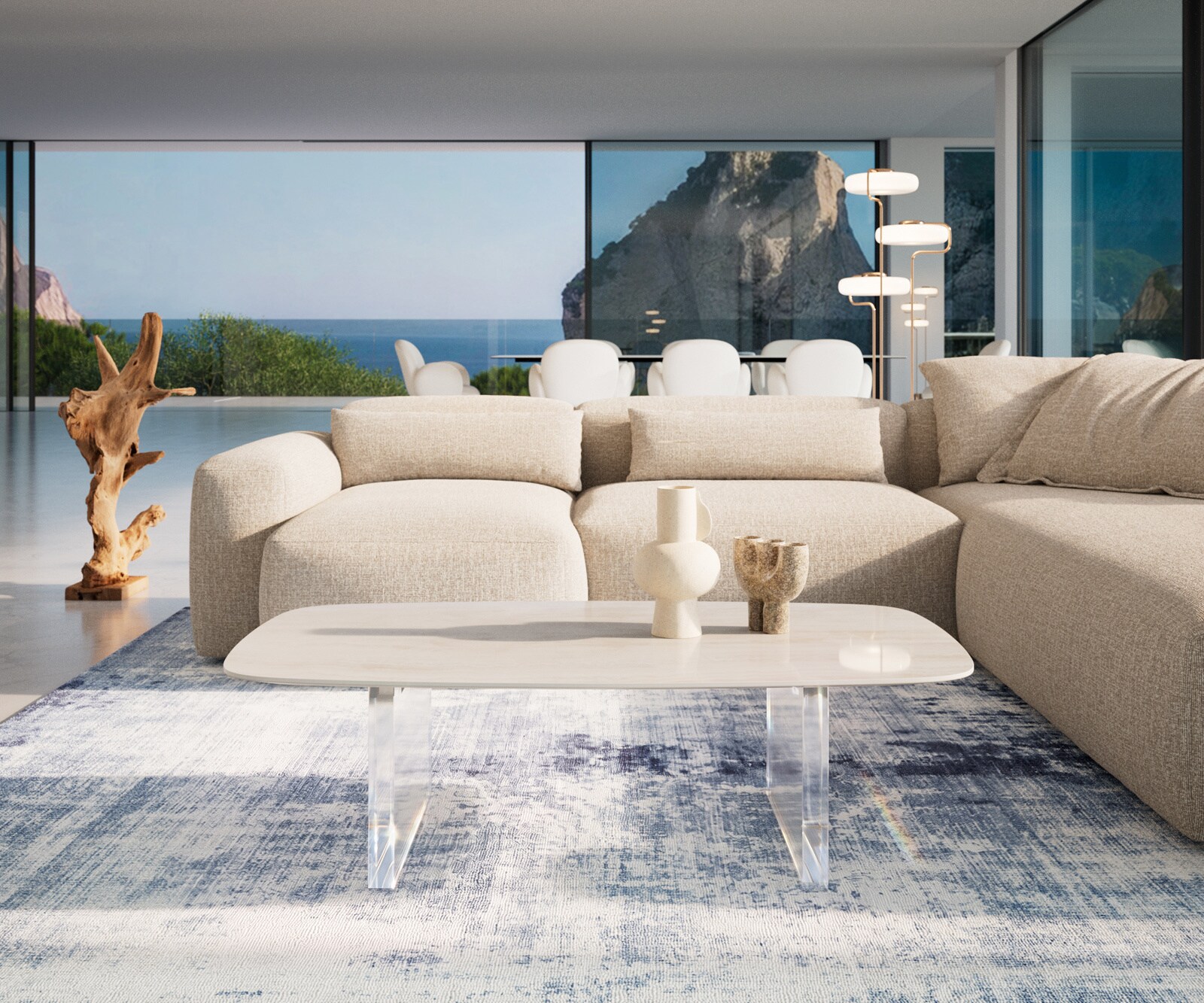 Couchtisch Edge Boot 120x70 cm Keramik Onyx Champagne Lumia Acryl 1